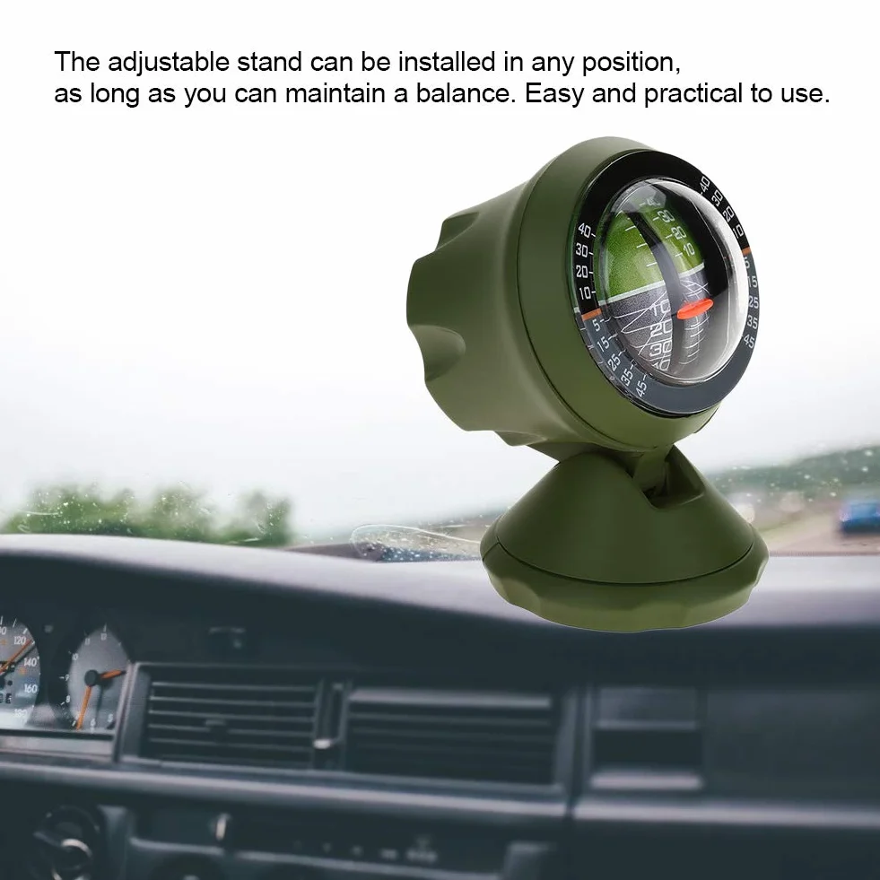 Poziom pochyłomierza samochodu kompas samochodowy zewnętrzny wielofunkcyjny sprzęt pochyłomierza samochodowego miernik nachylenia kąta balanser Luminous High Precise Car Compass Clinometer Indicator