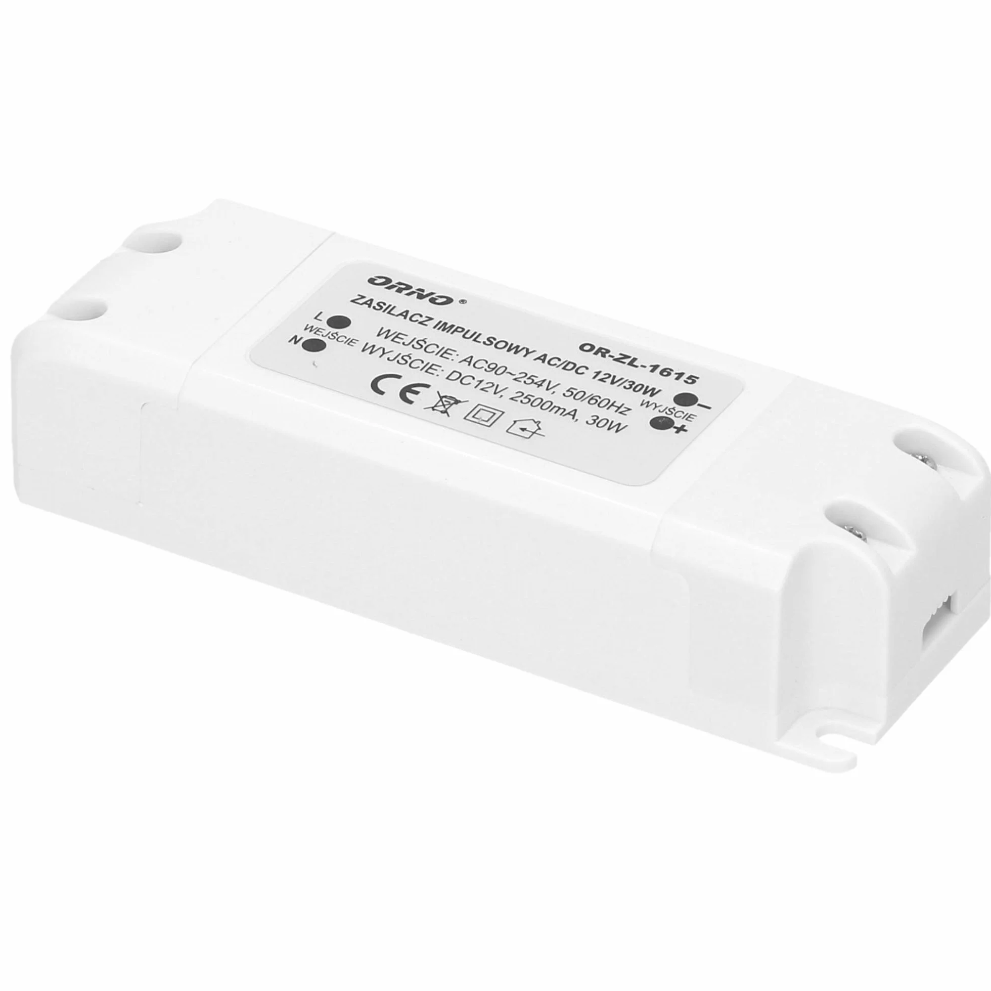 Orno Transformator LED 12 V (90 V-254 V na 12 V) do żarówek LED G4 MR11 MR16 GU5.3 LED lub sterowników pasków świetlnych (6 W-50 W), IP20