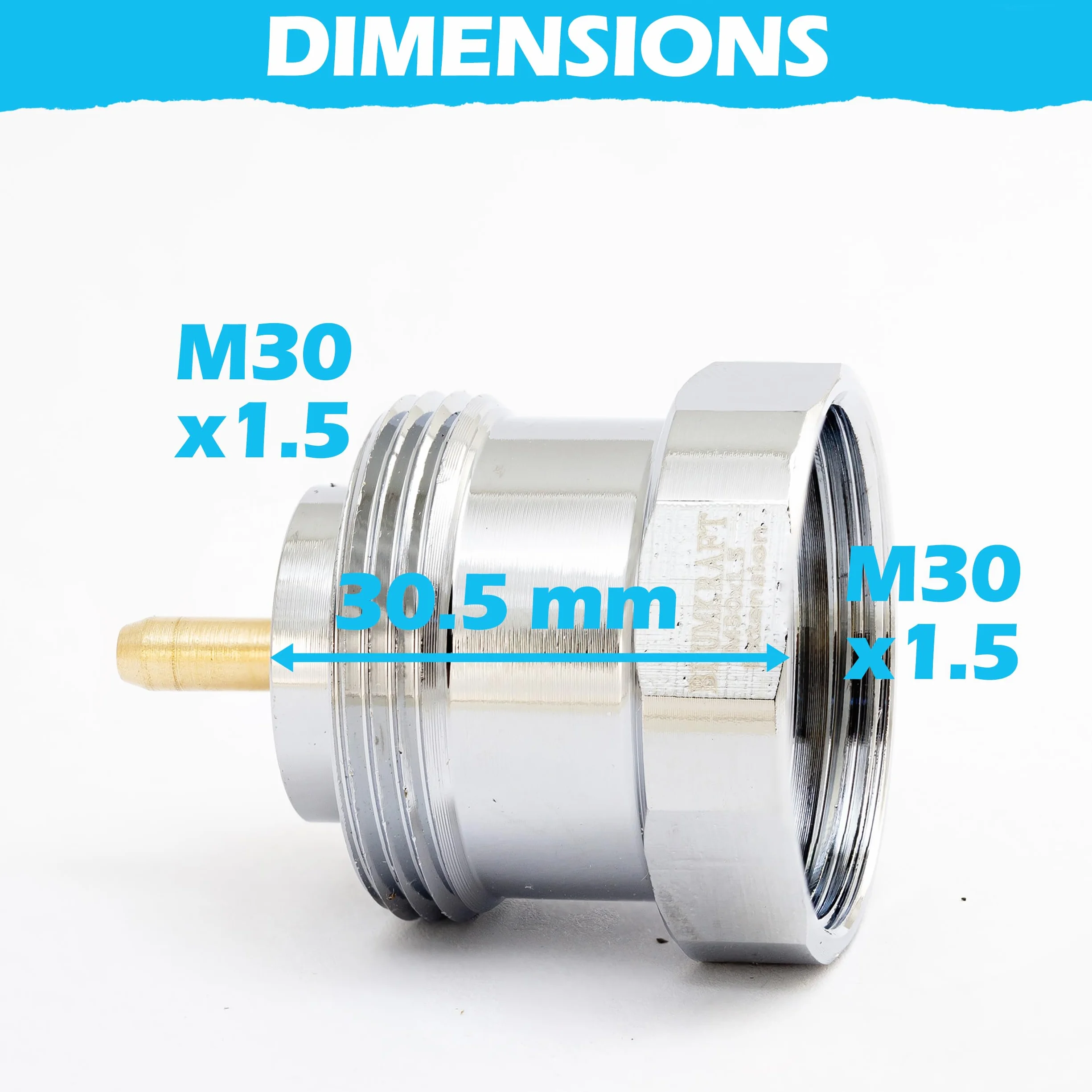 Przedłużenie 20 mm do zaworu termostatycznego M30 x 1,5, kompatybilny z Oventrop Unibox