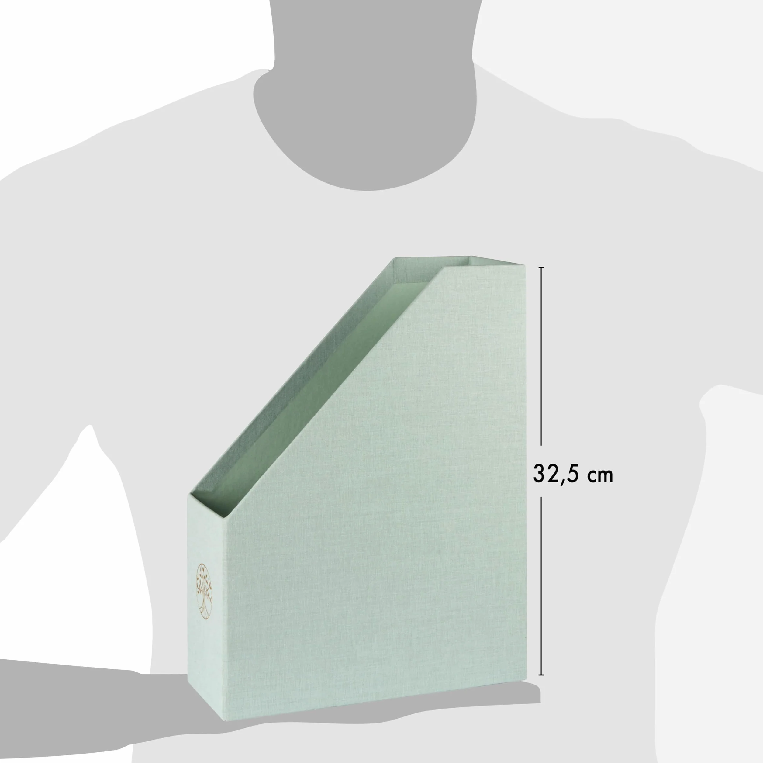 Clairefontaine 116237C – stojak na czasopisma Arbre de Vie na tle Toile du Marais w kolorze celadon – karton – 25 × 10 × 32,5 cm – home office – kolekcja Inspire