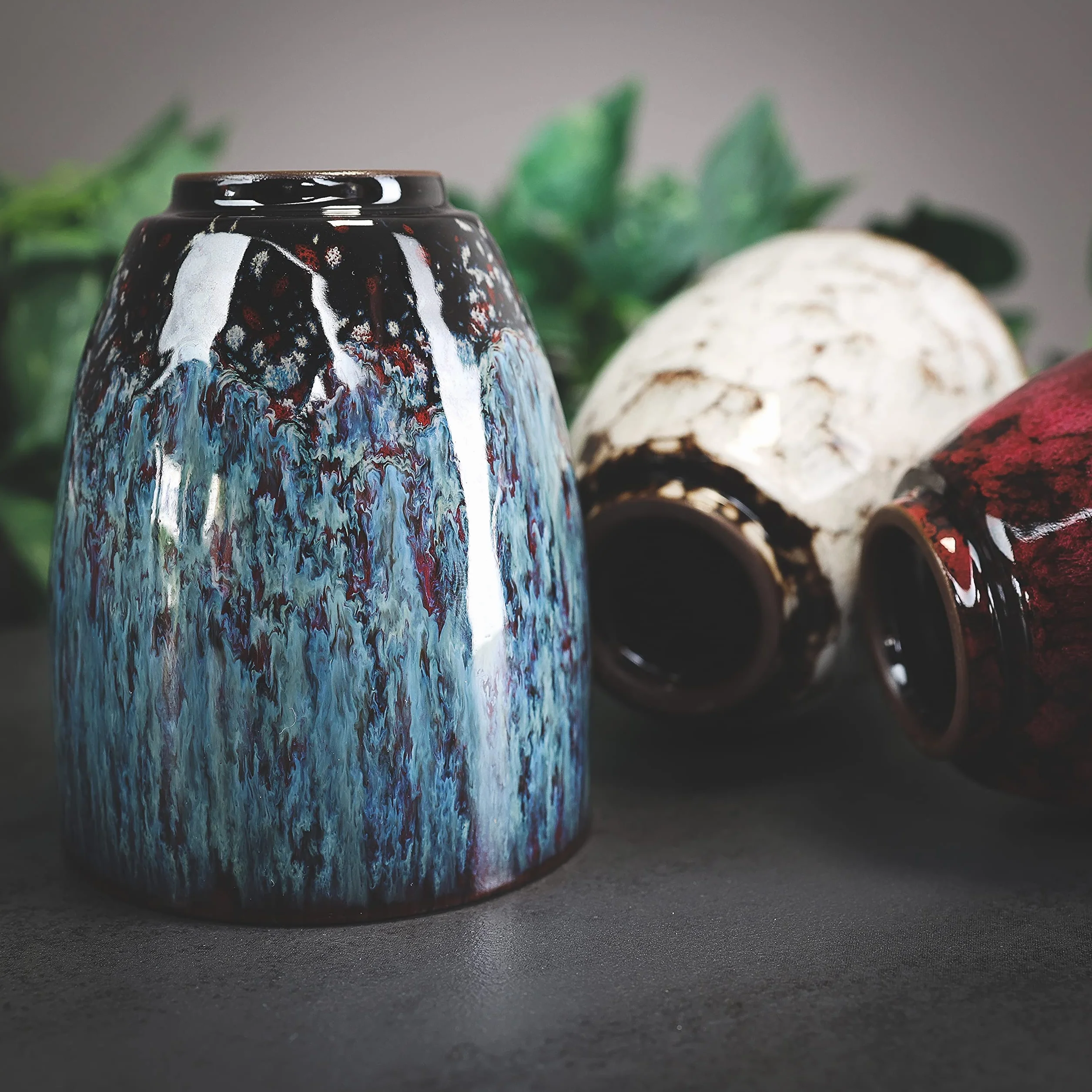 Ganzoo kubek ceramiczny bez uchwytu 200 ml, zestaw 2 szt., nowoczesny wzór unikatowy, kolor apatyt, grube ścianki 7 mm, śr. 65 mm, wys. 92 mm, 235 g/szt.