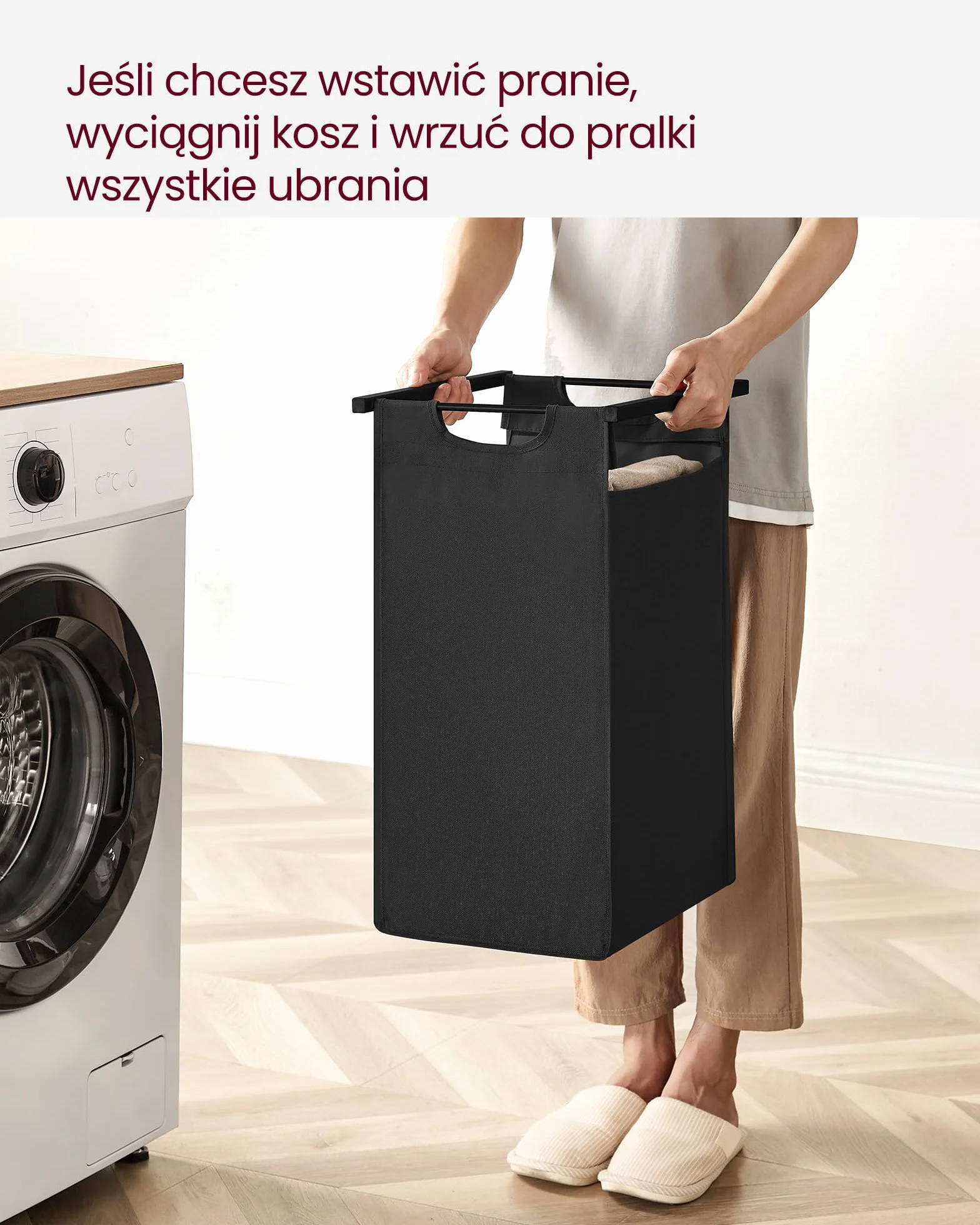 VASAGLE kosz na pranie 2 x 46L 73 x 33 x 72 cm metalowa rama rustykalny brąz i czarny