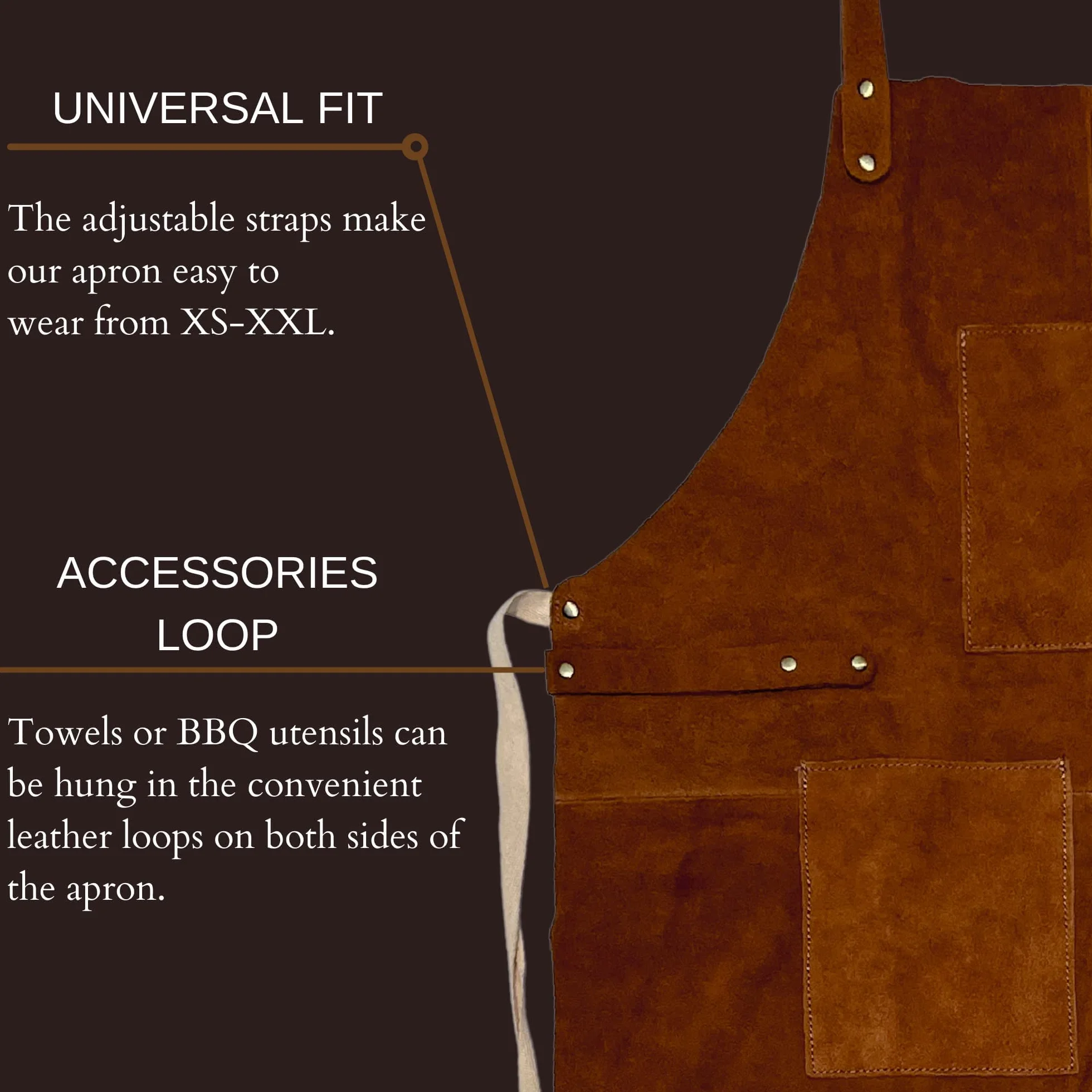 Rustic Town Genuine Leather Grill Work Apron with Tool Pocket ~ Adjustable Up to XXL for Men & Women ~ Gift Ideas for Him Her