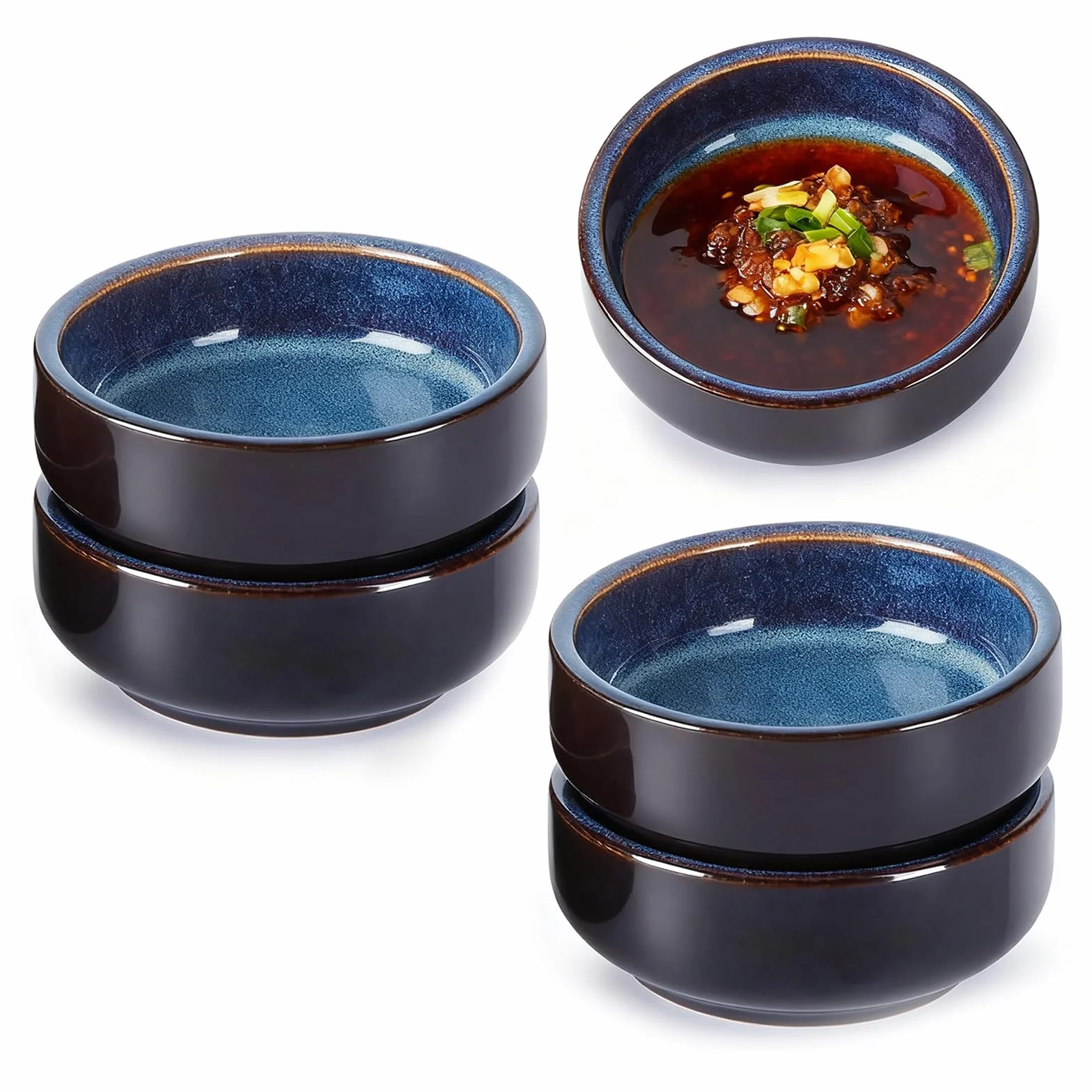 Miski do sosu ceramicznego, 8,8 cm x 2,5 cm, 4 szt. Ceramiczny talerz do sosu sojowego, mała miska na sosy, okrągłe miski na przekąski, do sushi, sosów, owoców, orzechów