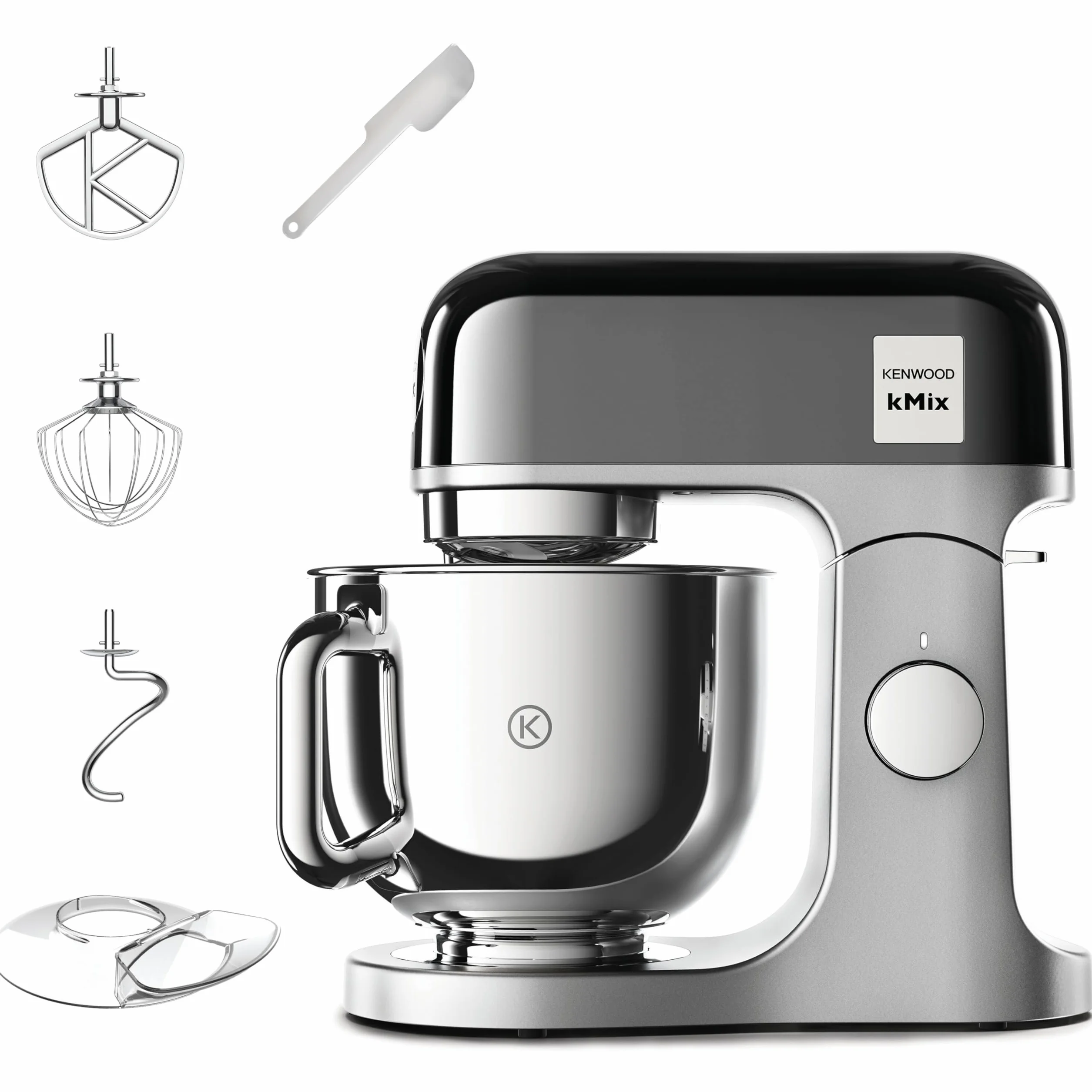 Kenwood kMix Editions KMX760BC robot kuchenny, miska ze stali nierdzewnej 5 l, system bezpieczeństwa bezpiecznego użytkowania, metalowa obudowa, 1000 W, w zestawie 3-częściowy zestaw cukierniczy i