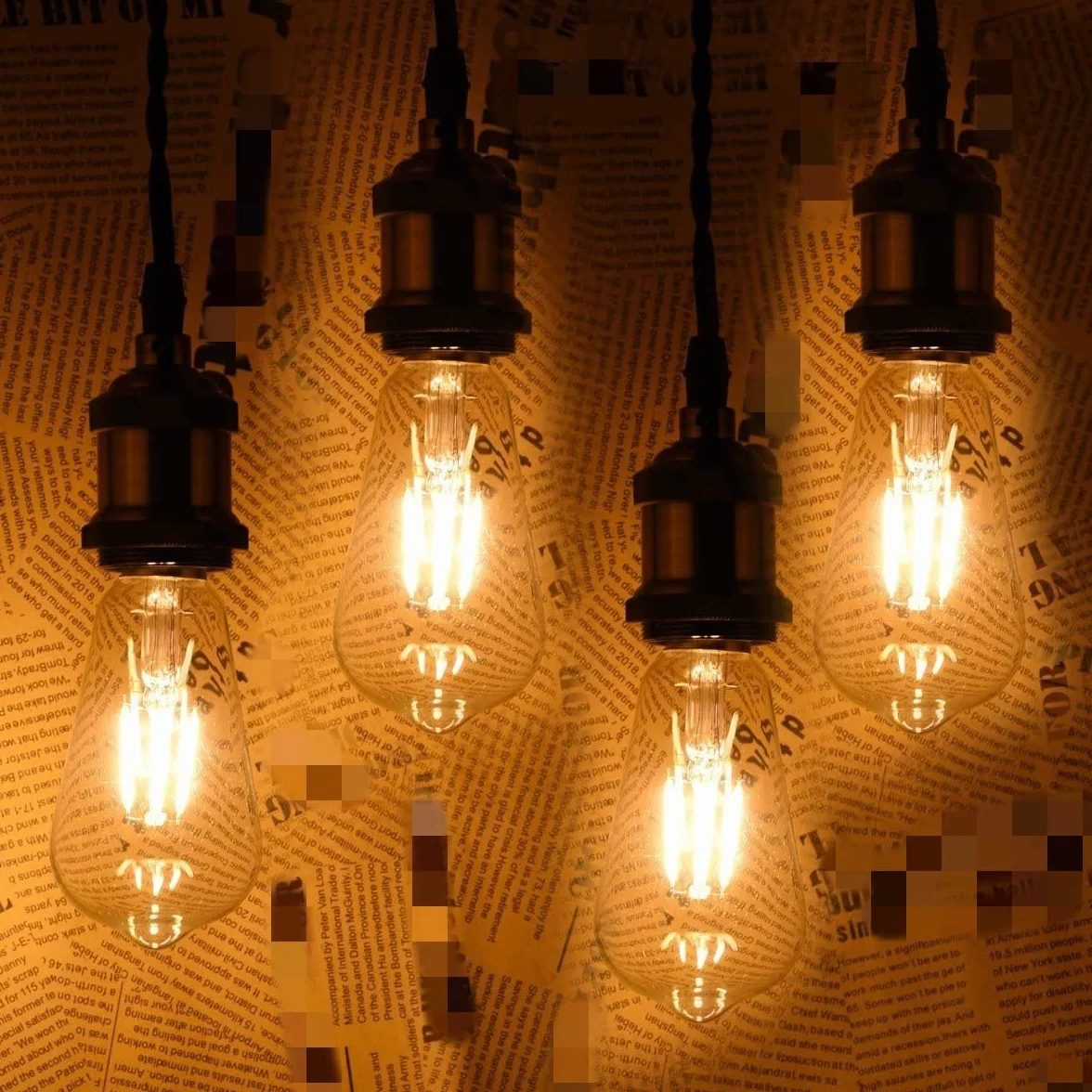 LATRAT Zestaw 4 sztuk E27 vintage solidne oprawki lamp, adapter przejściówka oprawki do vintage żarówek lampy wiszącej, adapter gniazda do żarówki śrubowej, DIY lampa ścienna, stołowa, stojąca lub