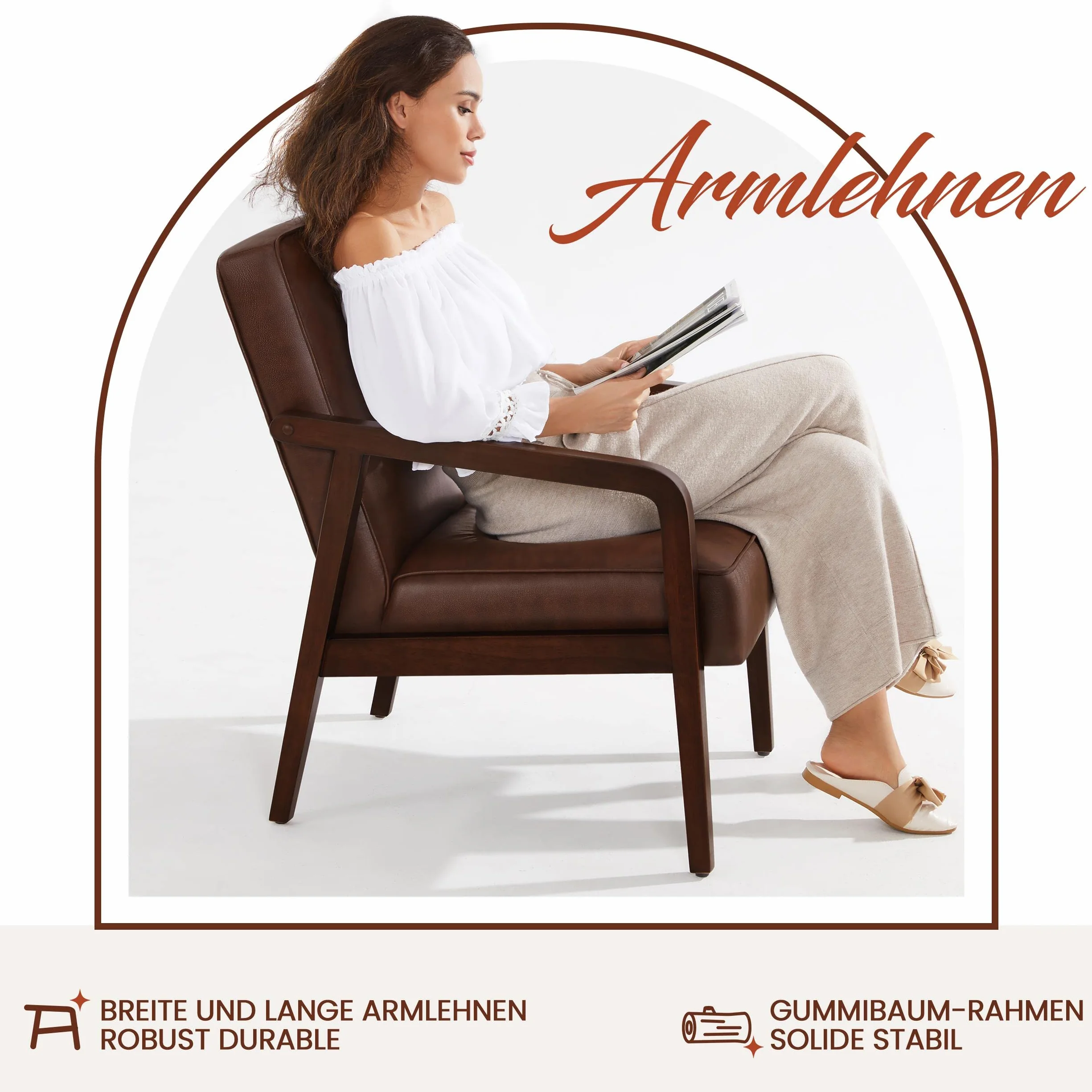Yaheetech Fotel tapicerowany w stylu vintage, fotel telewizyjny, fotel do czytania, pojedyncza sofa do salonu, sypialni, biura, recepcji, kina domowego, na balkon, ciemnobrązowy