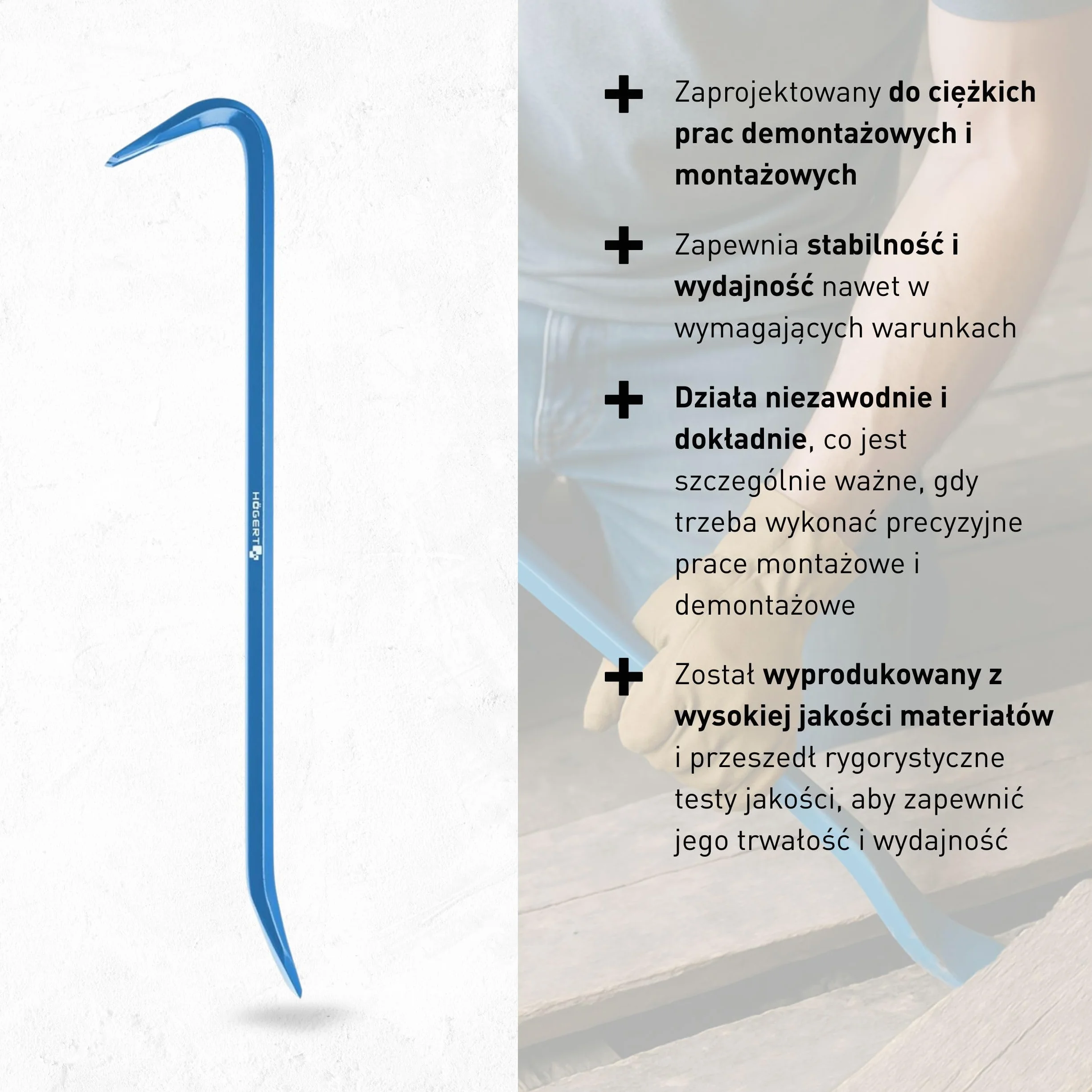Högert Technik - Łom, sześciokątny, ze stali węglowej, twardość HRC: 42-48, optymalne działanie dźwigni, odporność na zginanie, 600 x 18