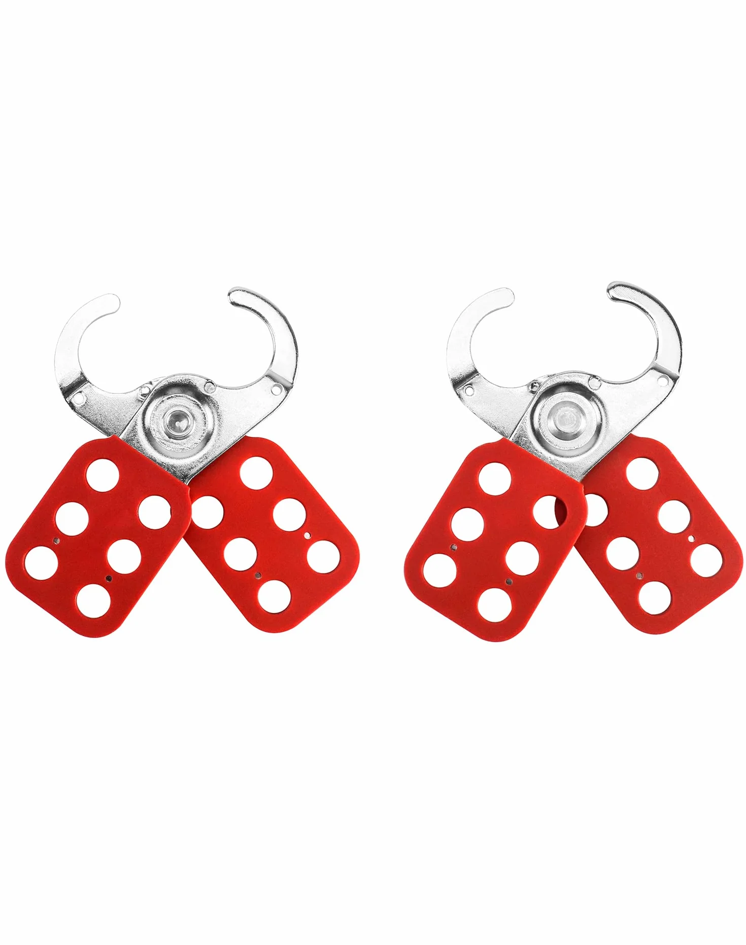QWORK® Lock Out Tag Out Hasp, 6 Pack Tamper-Proof Stainless Steel Padlock Hasp with Extended Jaw, Red