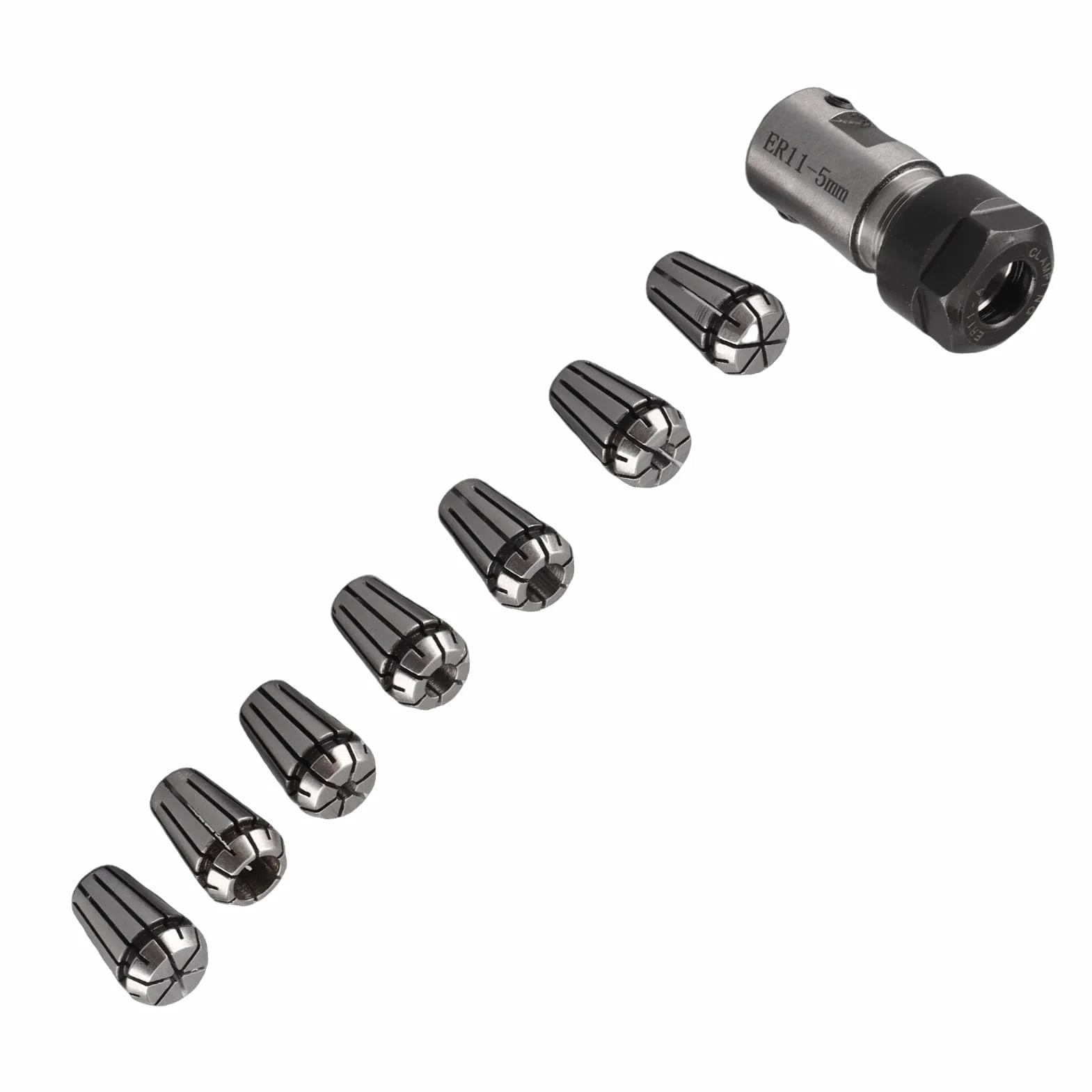 7 Sztuk ER11 1 7mm Sprężyna, Er11 5mm Er 11 5mm Tuleja Zaciskowa Zestaw ER11 5mm Uchwyt Wału Silnika Pręt Przedłużający Tokarka Narzędzie do Grawerka Cnc