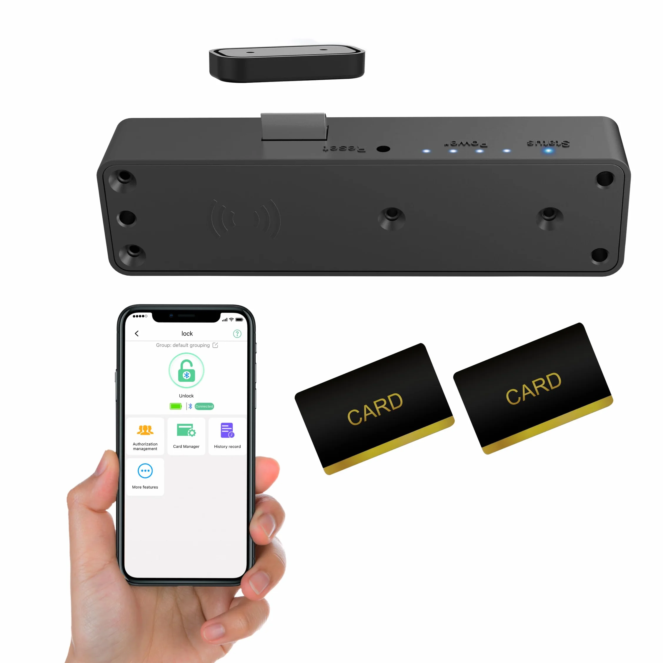 eLinkSmart zamek do szafy, NFC RFID, smukły, elektroniczny, bez kluczy, aplikacja Bluetooth, ukryty, czarny