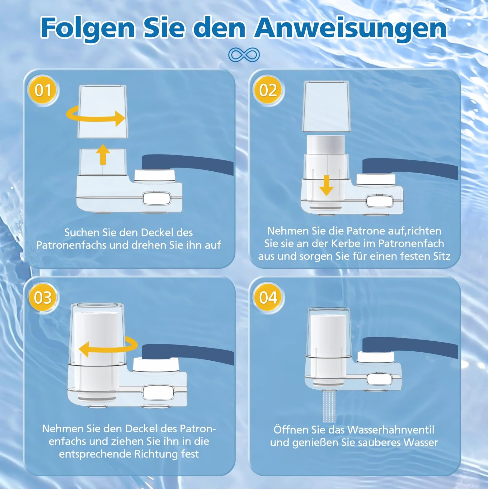 4 sztuki filtrów do wody dla Philips AWP305/10 X-Guard, filtr wody na kran Water Ontap, wkład filtra na AWP305/10, pojemność filtracji 1000 L