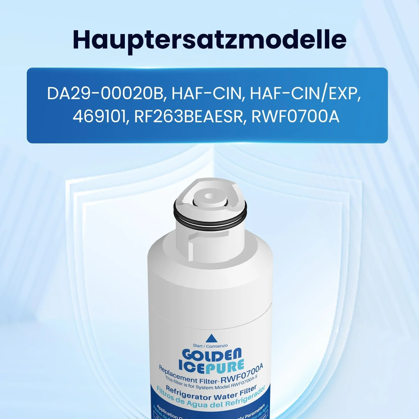 GOLDEN ICEPURE Filtr wody do lodówki Kompatybilny z Samsung DA29–00020B, DA29–00020 A, haf-cin/EXP, 46–9101 biały, 3 sztuki
