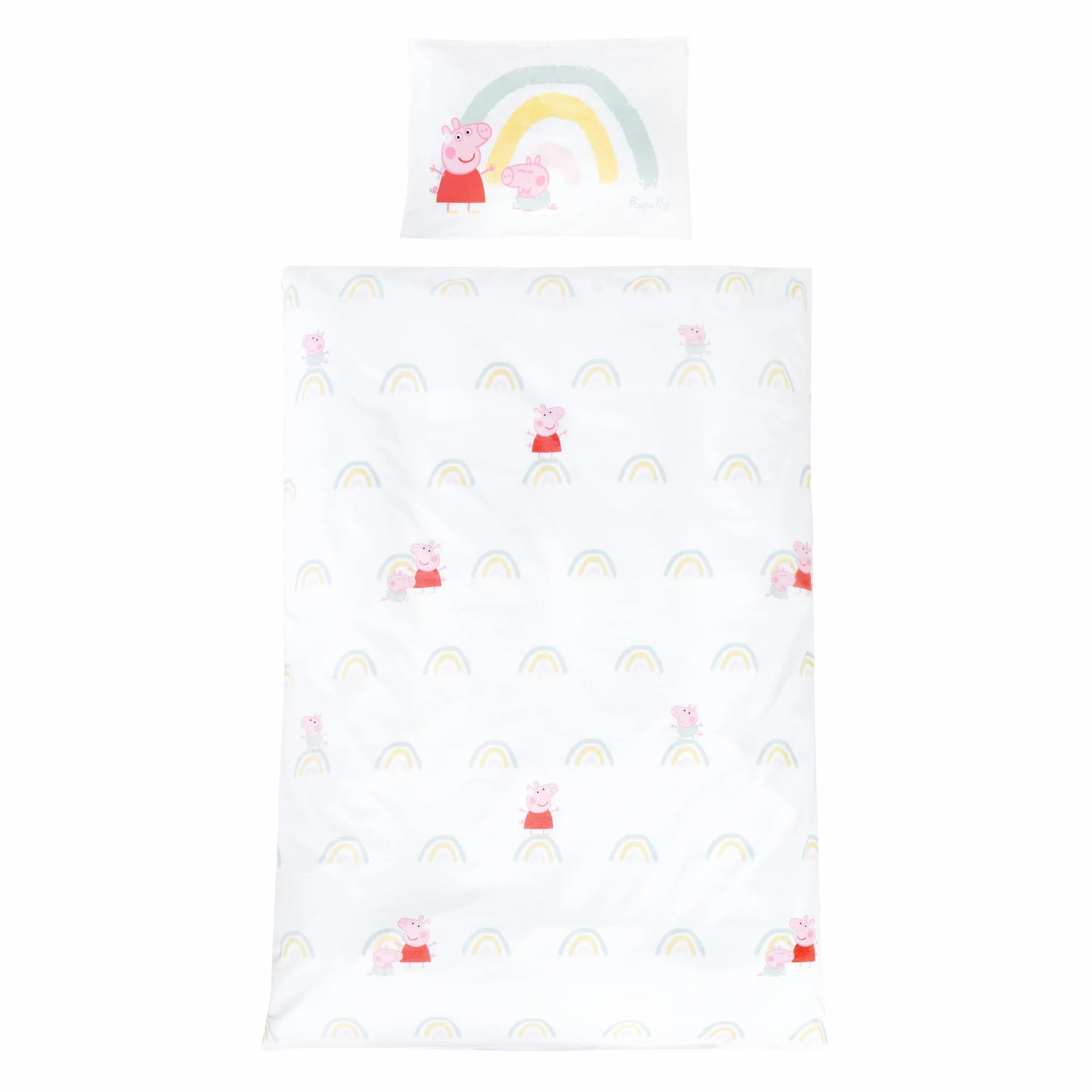 roba Pościel dziecięca 100 x 135 cm Świnka Peppa - Pościel dla dzieci z bawełny z pokrowcem na poduszkę 60 x 40 cm - Motyw z serialu animowanego - Biały/Różowy