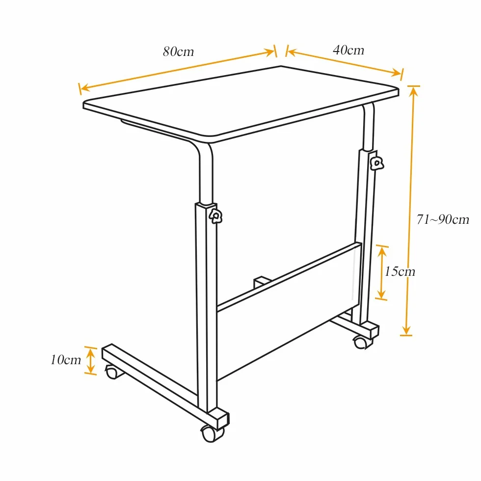 sogesfurniture Stojak na laptopa z regulacją wysokości, stolik pod komputer z kółkami, mobilny stolik pomocniczy, stół do pielęgnacji łóżka i sofy, 80 x 40 x 71-90 cm, dąb 05#1-80OK biustonosz