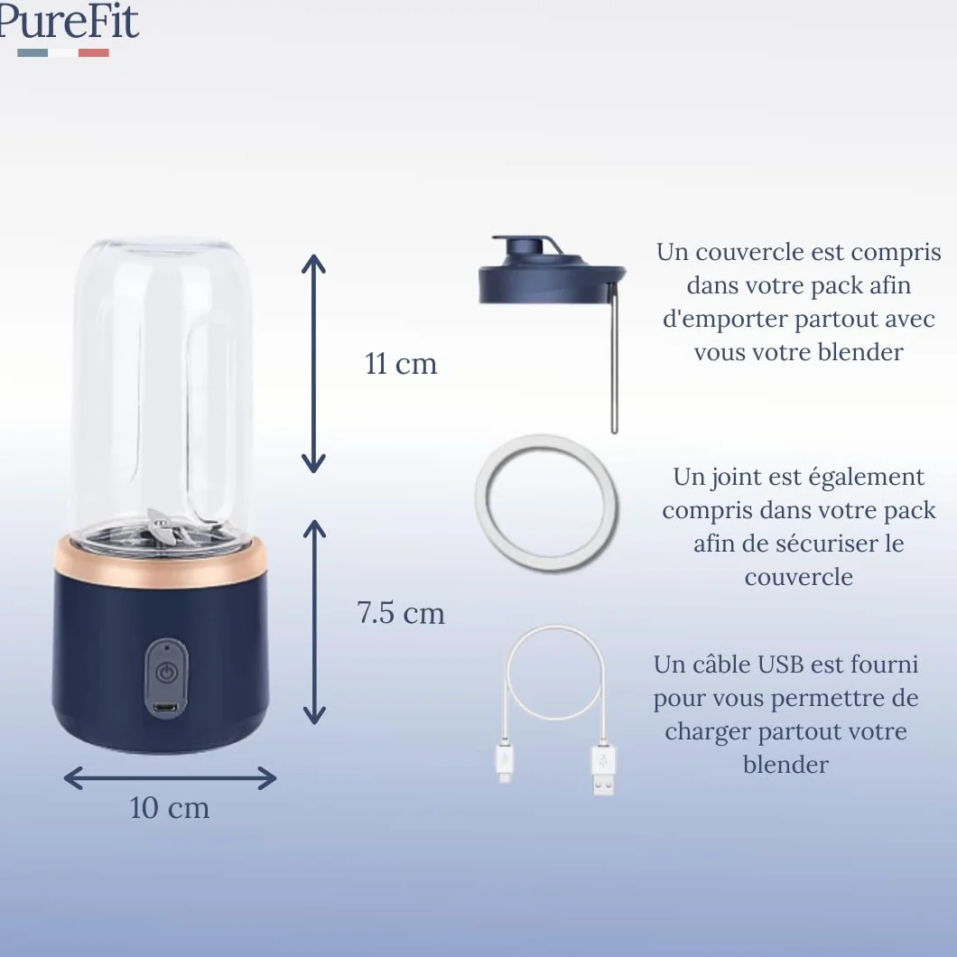 [Purefit] Przenośny mikser do blendera | Mikser i przygotuj swoje najlepsze smoothie jak profesjonalista z naszymi mini blenderami, świeżego soku
