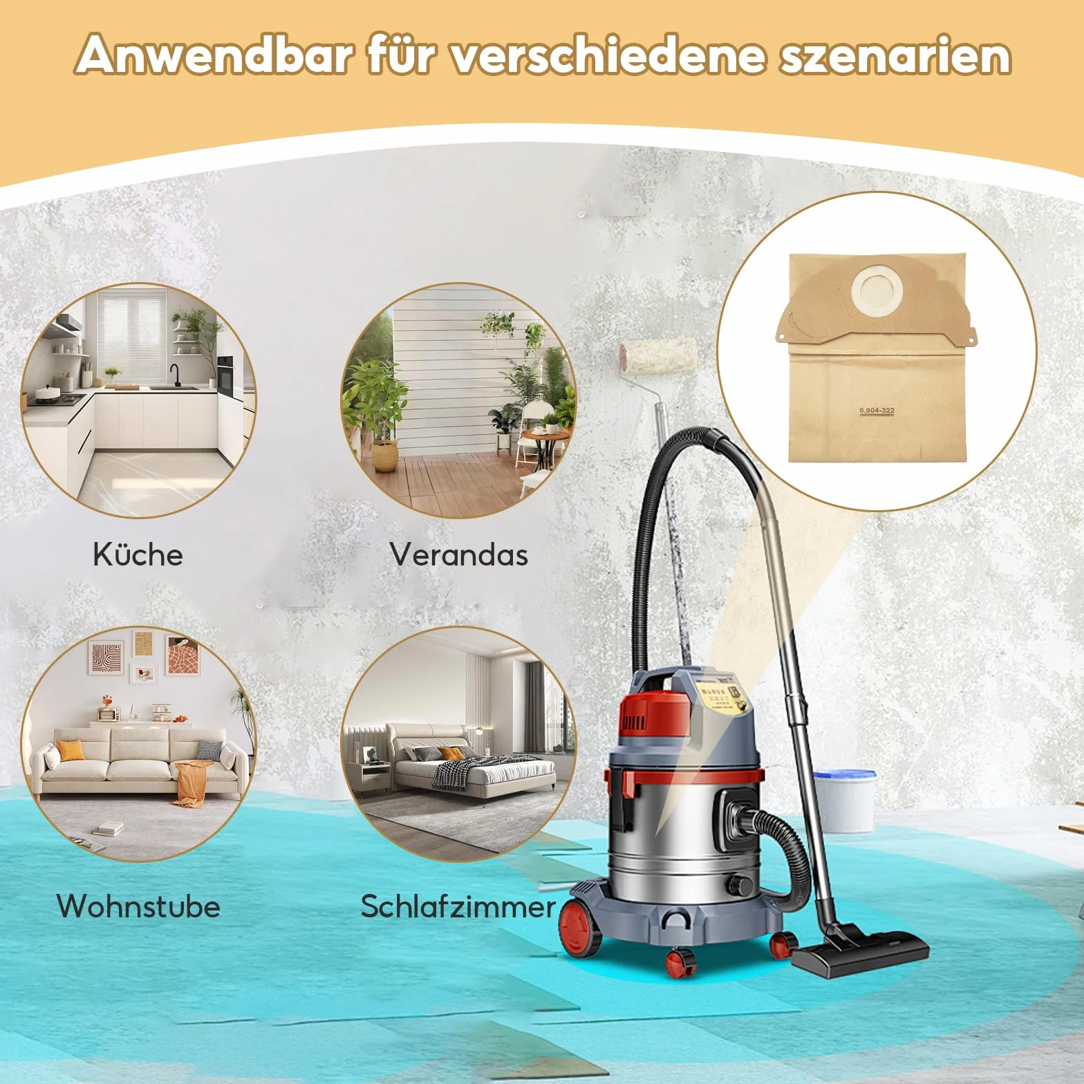 10 sztuk worków do odkurzacza Kärcher 6.959-130.0, worki filtracyjne, jednorazowe worki do odkurzacza Karcher WD2、MV2, WD2.000、 WD2.399、A2004、A2054、A2099、 A2000