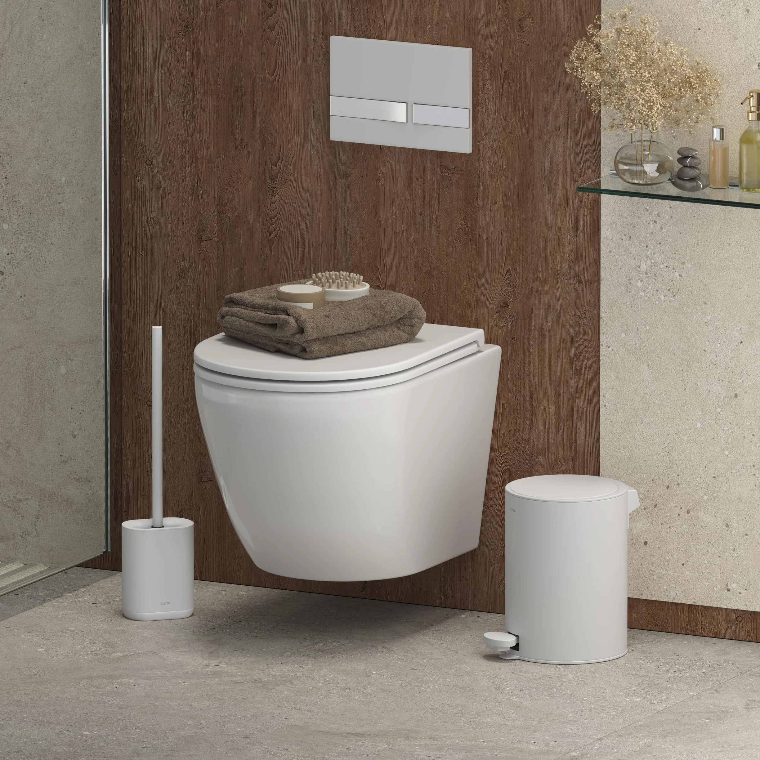 Pure Szczotka do WC Matowa Silikonowa Szczotka do WC Kompaktowa Antybakteryjna Zestaw Szczotki Biały