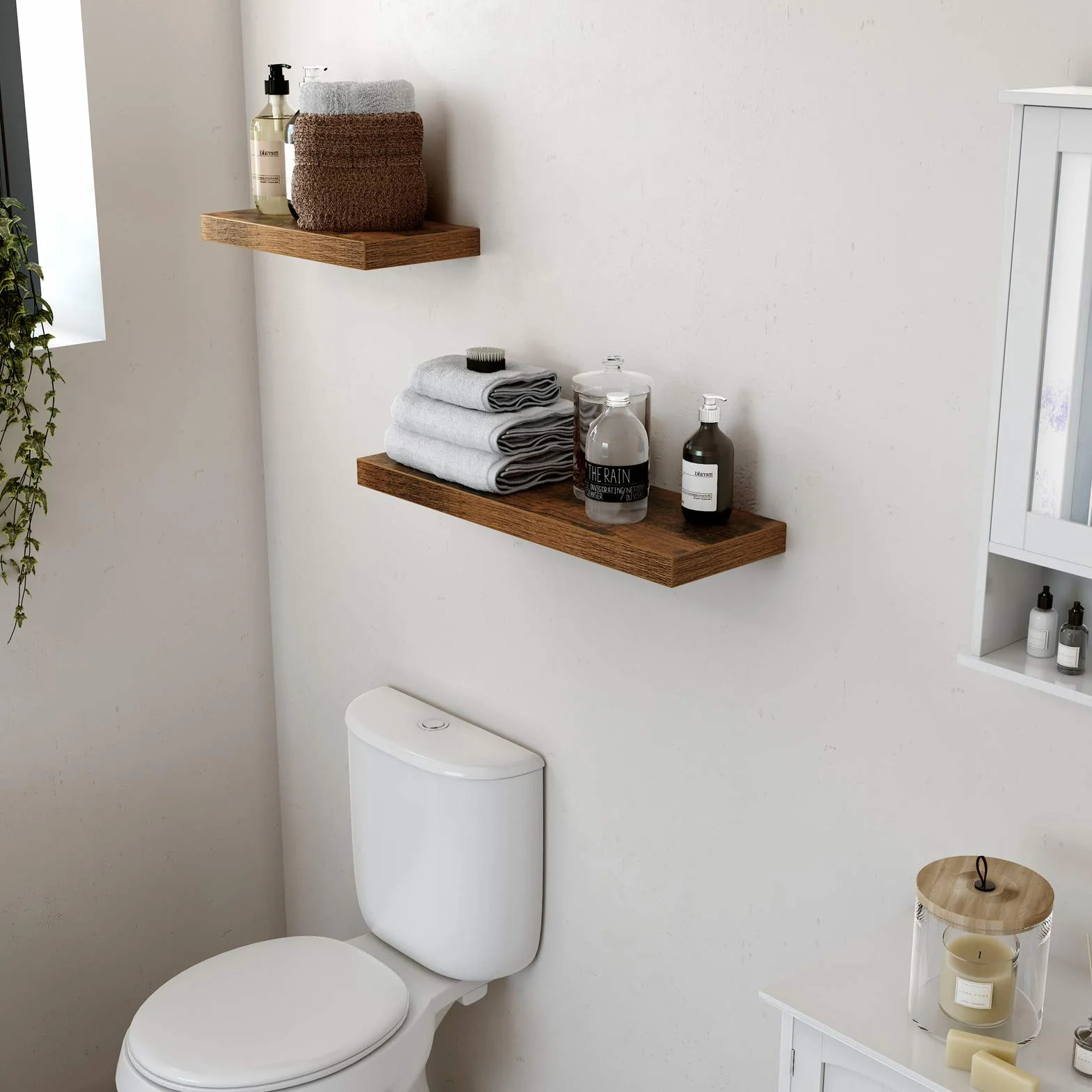 VASAGLE LWS28BX Półka ścienna, 20 x 80 x 3,8 cm, półka na ramki do zdjęć, dekoracja ścienna, półka do salonu, biura, kuchni, rustykalna brązowa