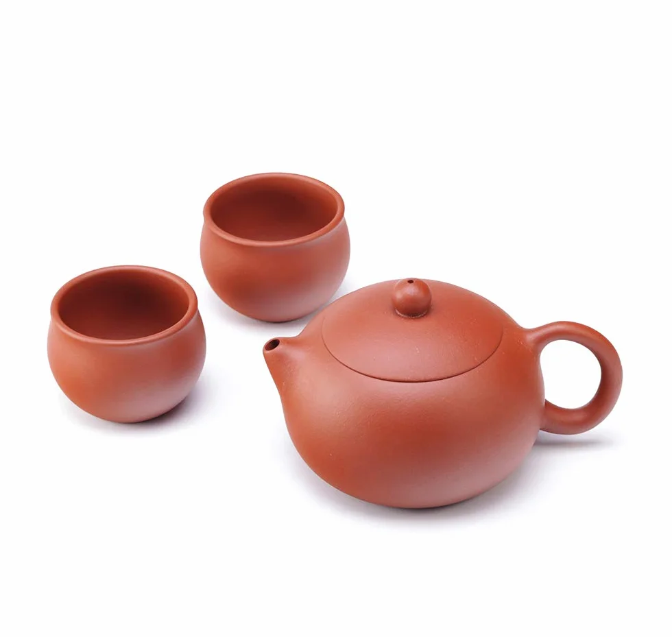 Yixing Zisha ręcznie robiony zestaw do herbaty, Xishi ceramiczny czajniczek o dużej pojemności z zestawem 2 filiżanek do herbaty, 10 oz/300ml