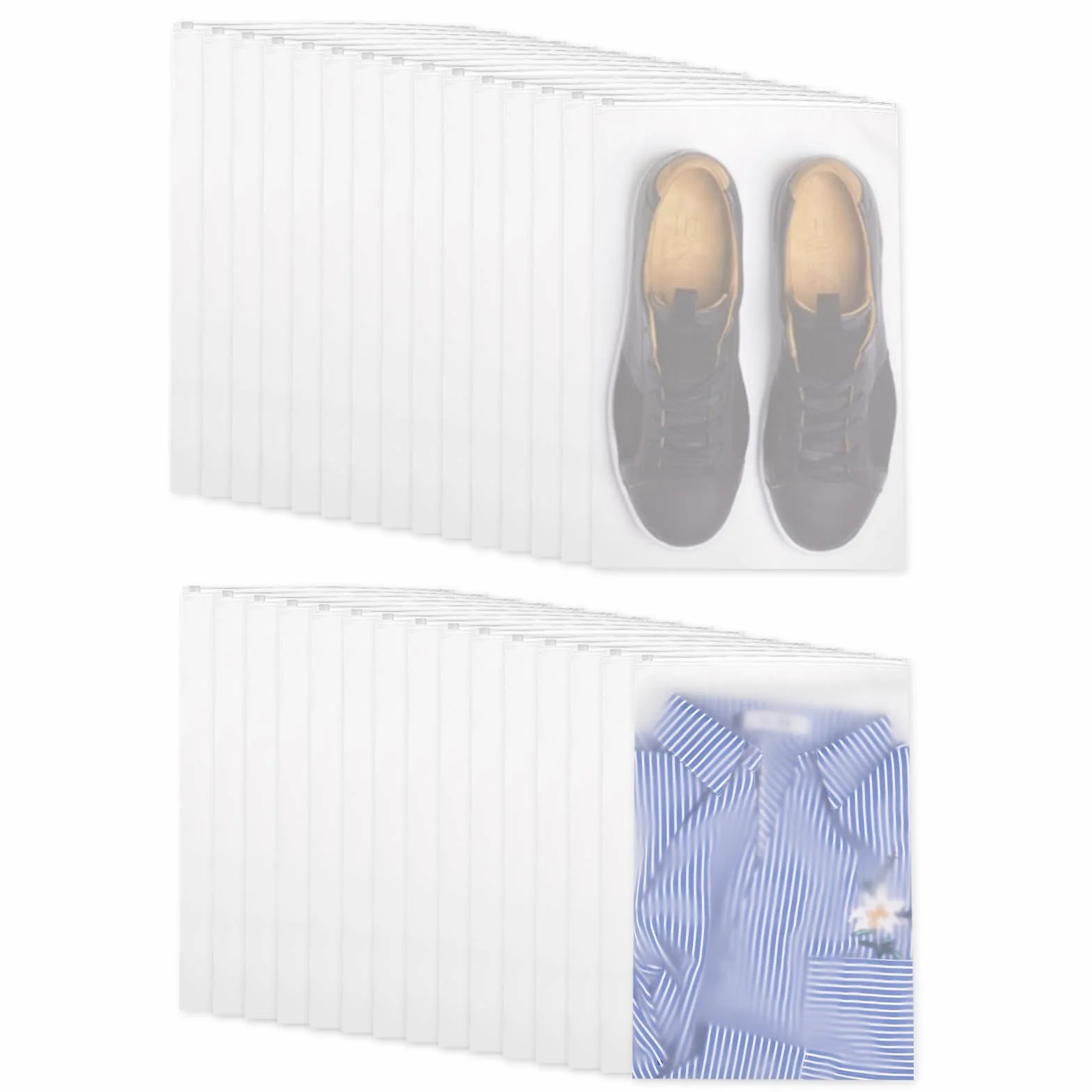 30 sztuk dużych worków z zamkiem błyskawicznym, 40 x 30 cm, 45 x 30 cm, zestaw toreb podróżnych, plastikowe torebki z zamkiem błyskawicznym, organizer do walizki, wielokrotnego użytku, przezroczysta