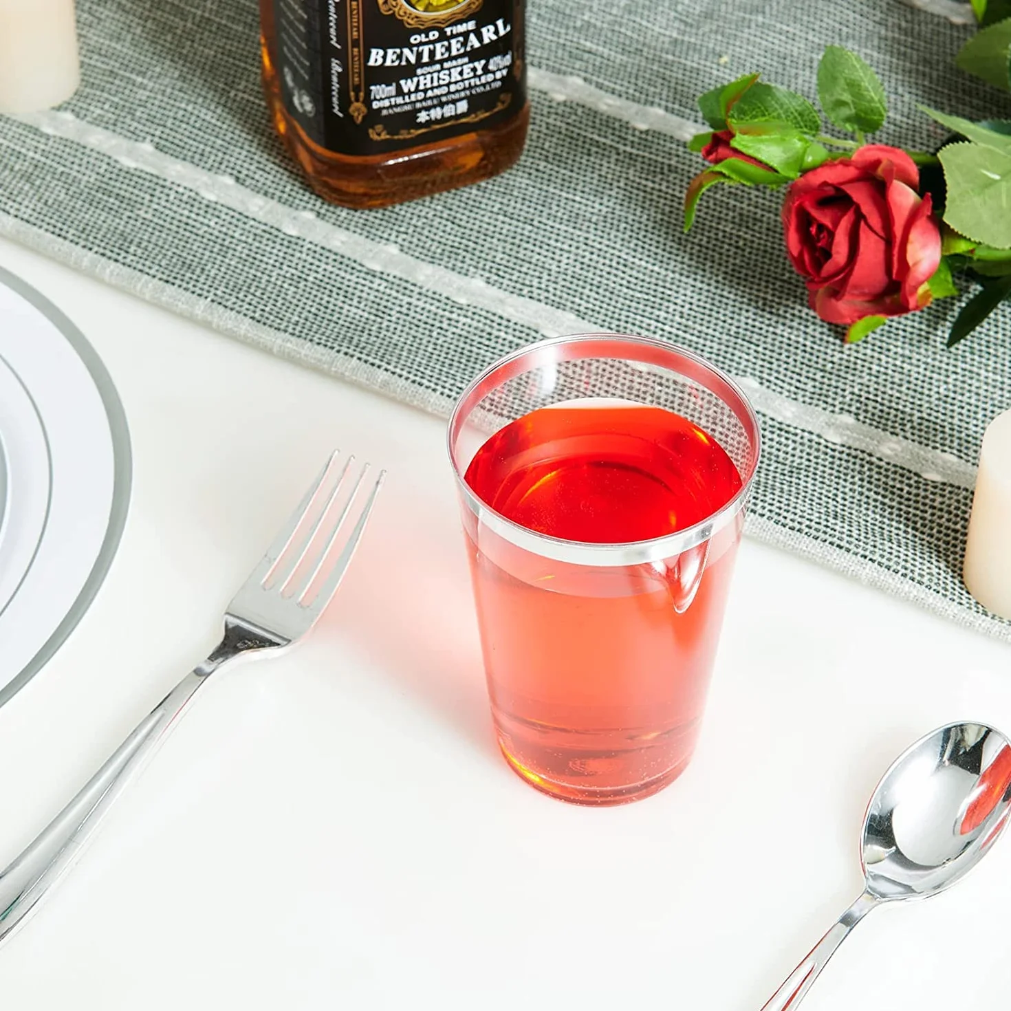 LATERN 50 sztuk plastikowych kubków 360 ml, wielokrotnego użytku, eleganckie kieliszki do wina