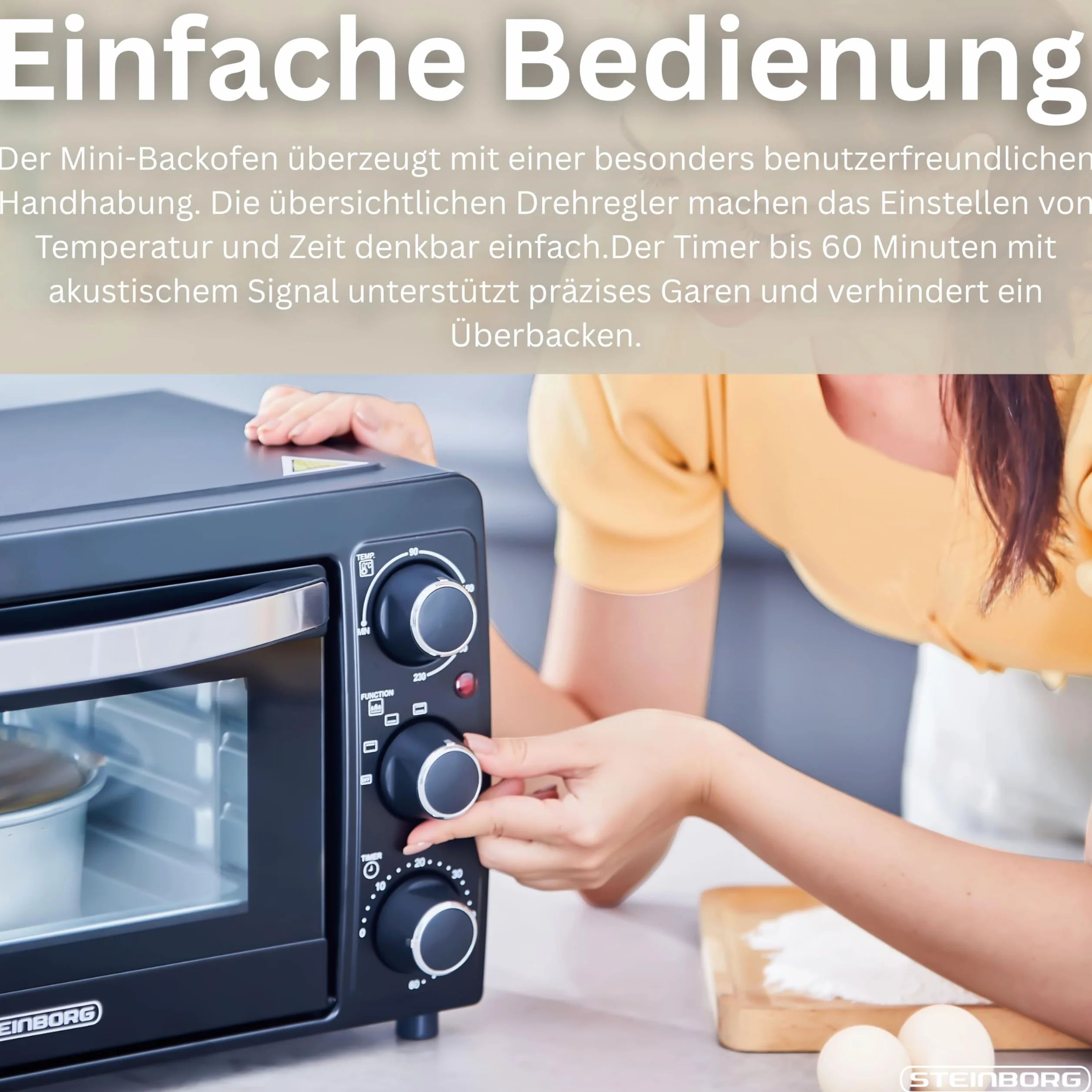 Mini piekarnik 15 l | piec do pizzy | mini piekarnik | minutnik 60 min | 100°-230°C | 1200 W | piekarnik | blacha na okruchy | mini piekarnik | piec kempingowy | mały piekarnik | energooszczędny