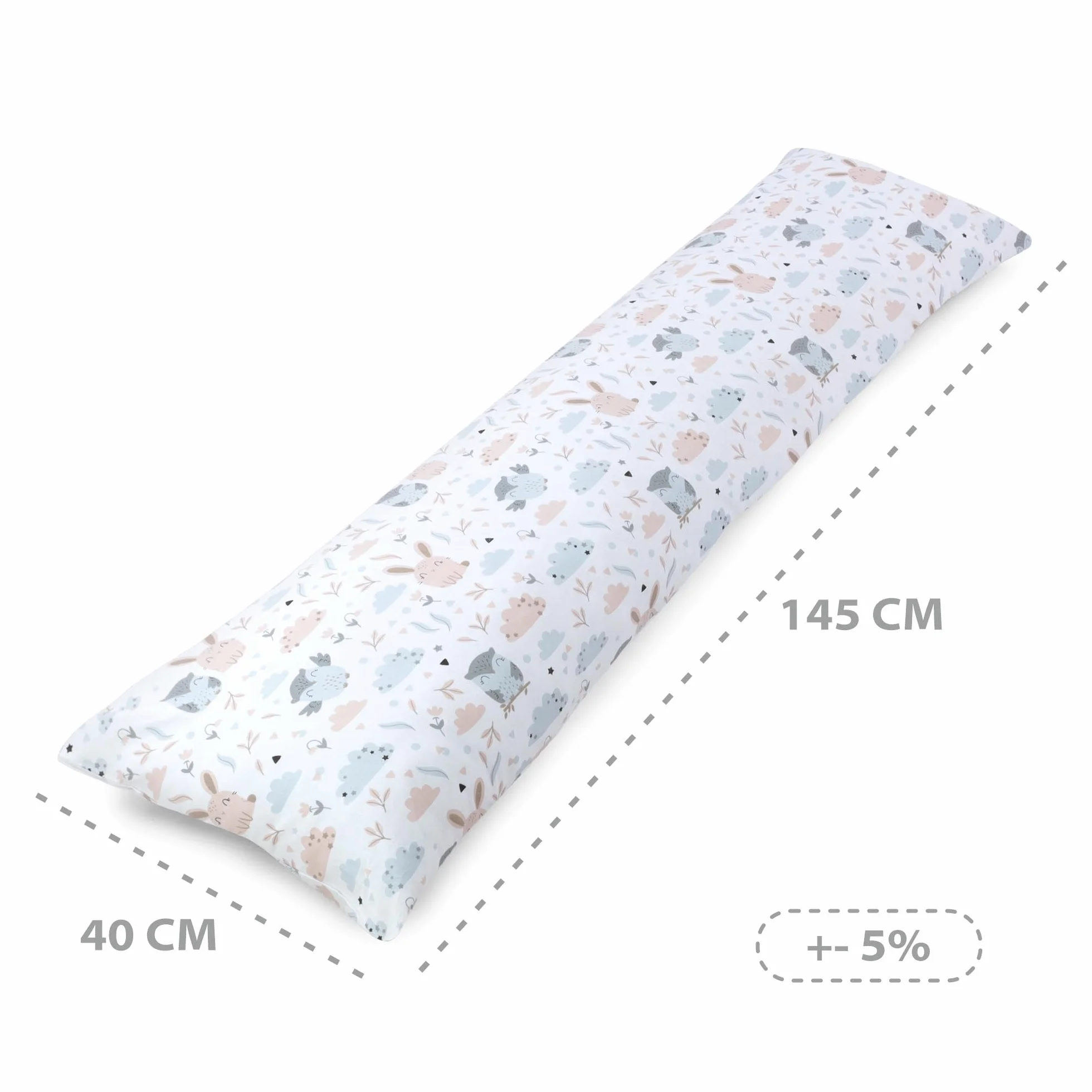 Poduszka do spania na boku z bawełnianym pokrowcem 40 x 145 cm - komfortowa poduszka do spania na boku poduszka na ciało do spania na boku sowy