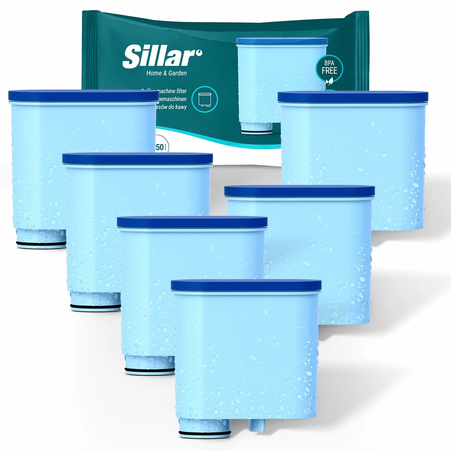 SILLAR 6x Filtr Wody do Automatycznych Ekspresów do Kawy Saeco i Philips | Kompatybilny z Philips AquaClean CA6903/10 CA6903/22 CA6903 Filtr Wapniowy, Wkład Filtrujący do Ekspresów do Kawy