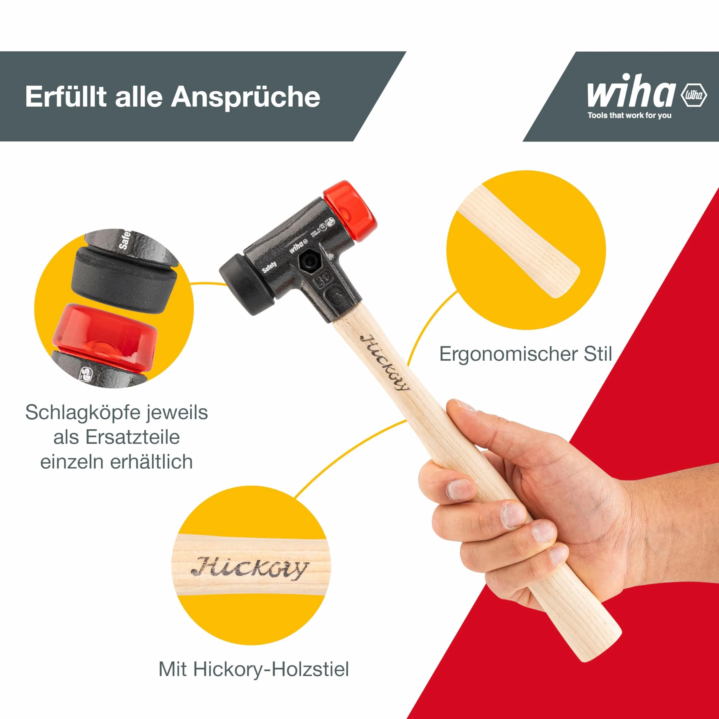 Wiha Safety 83238030 Młotek, Czarny/Pomarańczowy, 30 mm