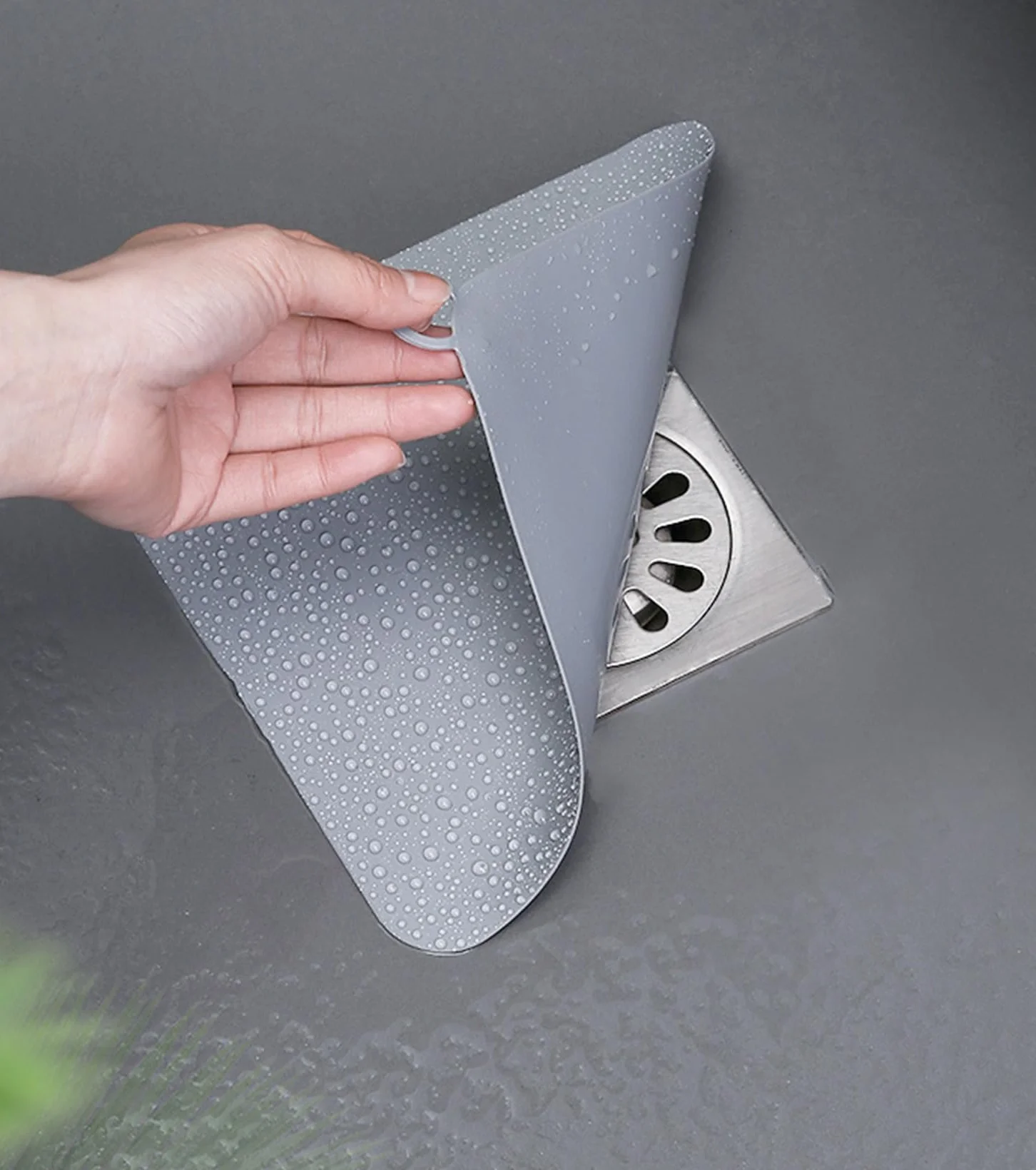 TAKONE Syfon zapachowy, zestaw 2 szt. – 20 x 20 cm silikonowa osłona odpływu, kwadratowa, antyzapachowa, osłona odpływu prysznicowego do łazienki, toalety i kuchni (szara)