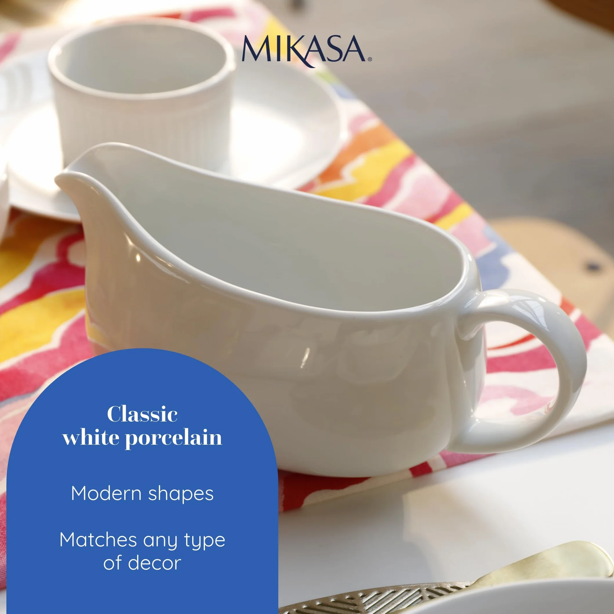 Mikasa Chalk Porcelanowa sosjerka 700 ml duża biała do sosów i kremów