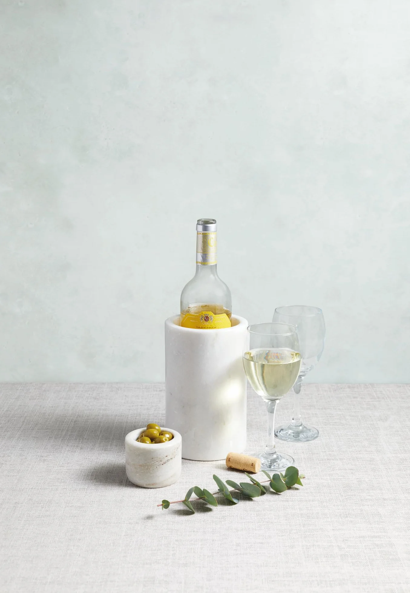 Artesà Marble Wine Cooler, wysokiej jakości uchwyt na napoje/butelki z naturalnego kamienia, chłodziarka do wina – biały