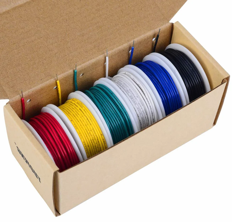 TUOFENG 20 awg drut stały Core Hookup Fili-6 różnych kolorów zworka drucianego 26,3 ft lub 8 m każdy, 20 mierników ocynowanego drutu miedzianego PCW (OD: 1,7 mm) hak nad drutem zestaw