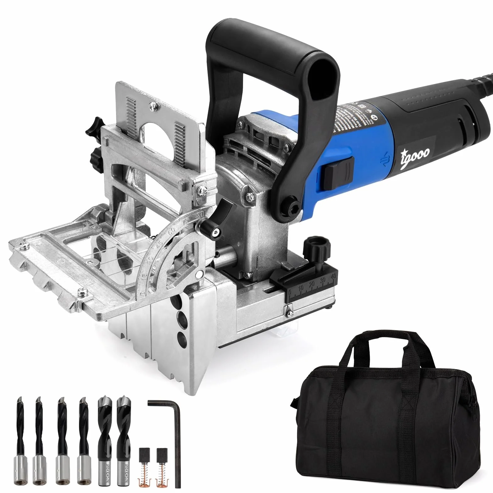 Łącznik do płyt z podwójnym wrzecionem DJ710, 710W 230 V 50 Hz, wtyczka UK/DE, łącznik do płyt drewnianych, wrzeciona 2X10 mm, 2X8 mm i 2X6 mm, 80 kołków