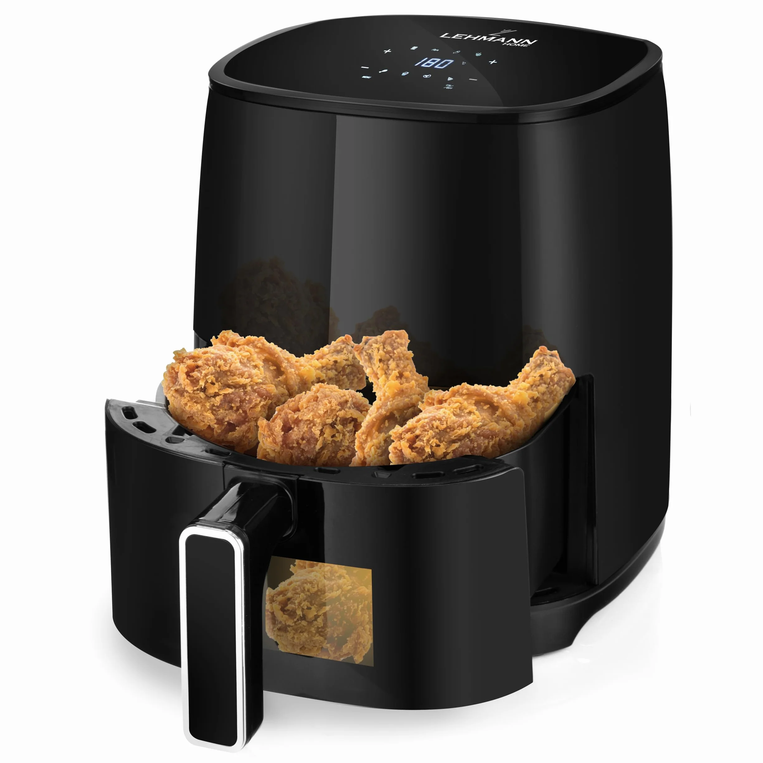 Lehmann LHODF-1435 frytkownica beztłuszczowa na gorące powietrze z 8 programami gotowania, Airfryer z powłoką zapobiegającą przywieraniu n LCD, frytkownica ze zdejmowanym zbiornikiem 3,5 l i regulacją