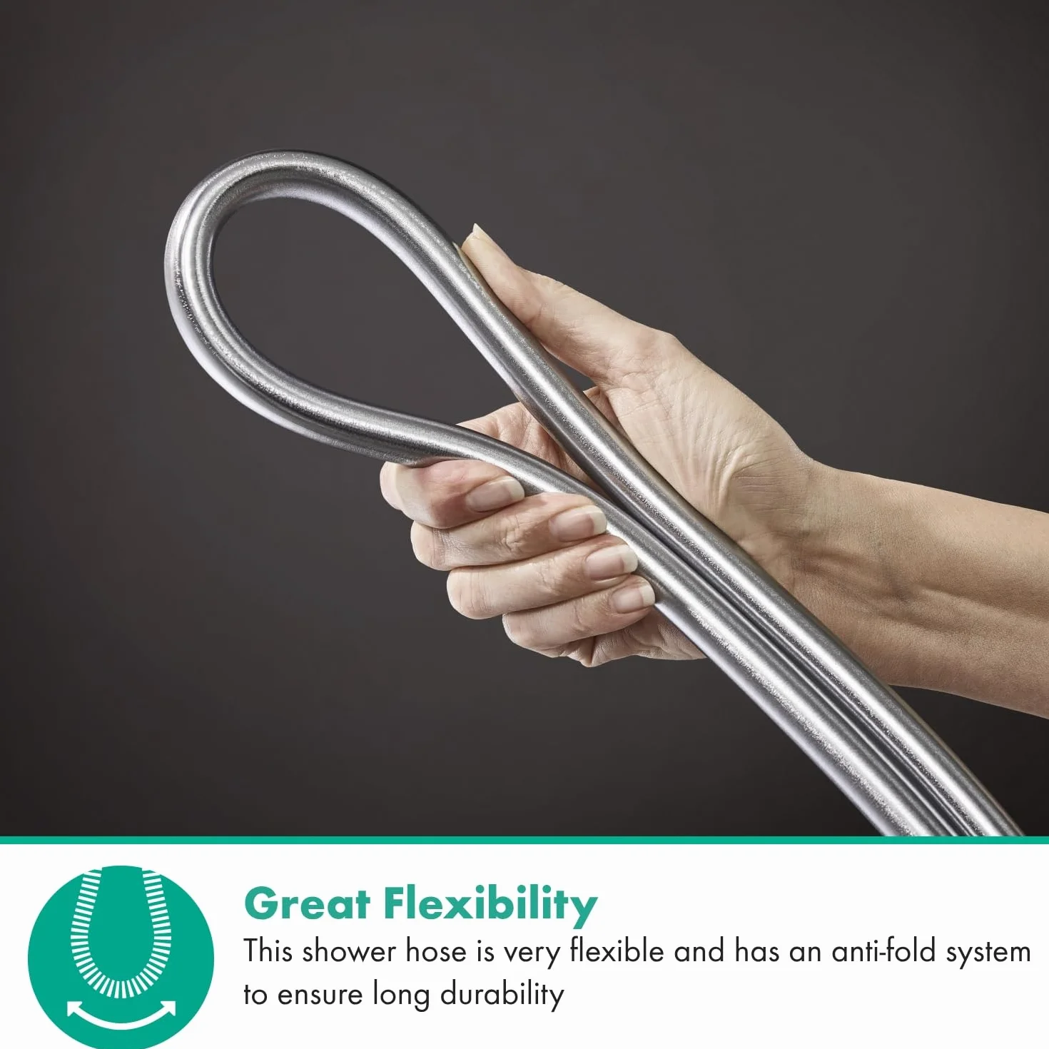 hansgrohe Isiflex - wąż prysznicowy 1,60 m, nie plącze się, elastyczny wąż prysznicowej z zabezpieczeniem przed załamaniem, z uszczelkami, chrom, 28276000