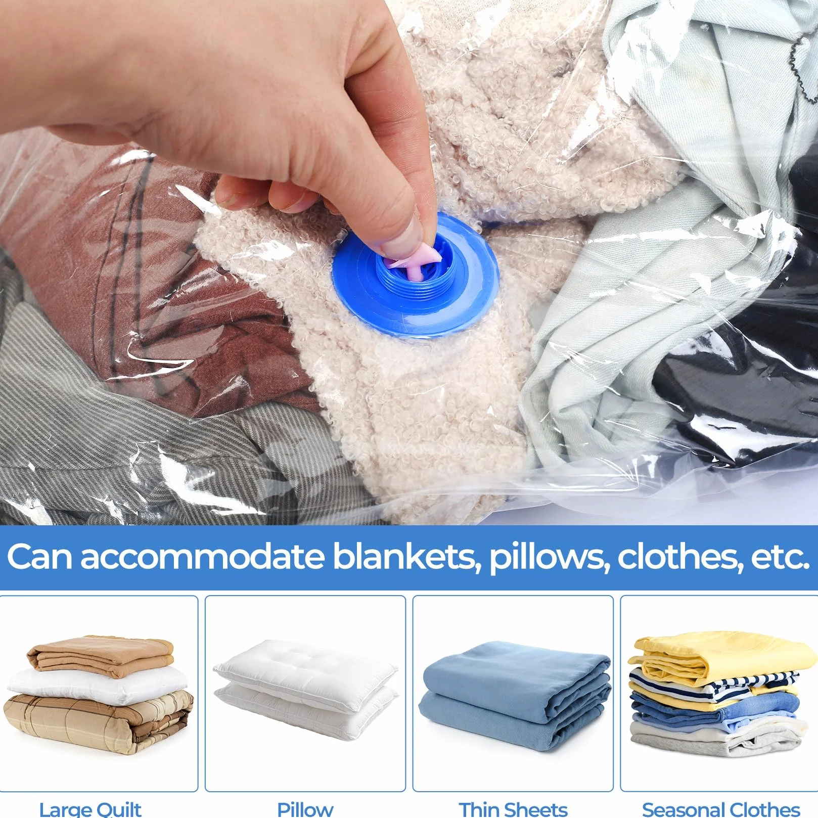 9 sztuk worków próżniowych na ubrania podróż, Vacuum Bags for Clothing Travel, Worki do pakowarki na odzież, Kompresyjne worki próżniowe na odzież, Worki próżniowe do walizki (60 × 40 cm)