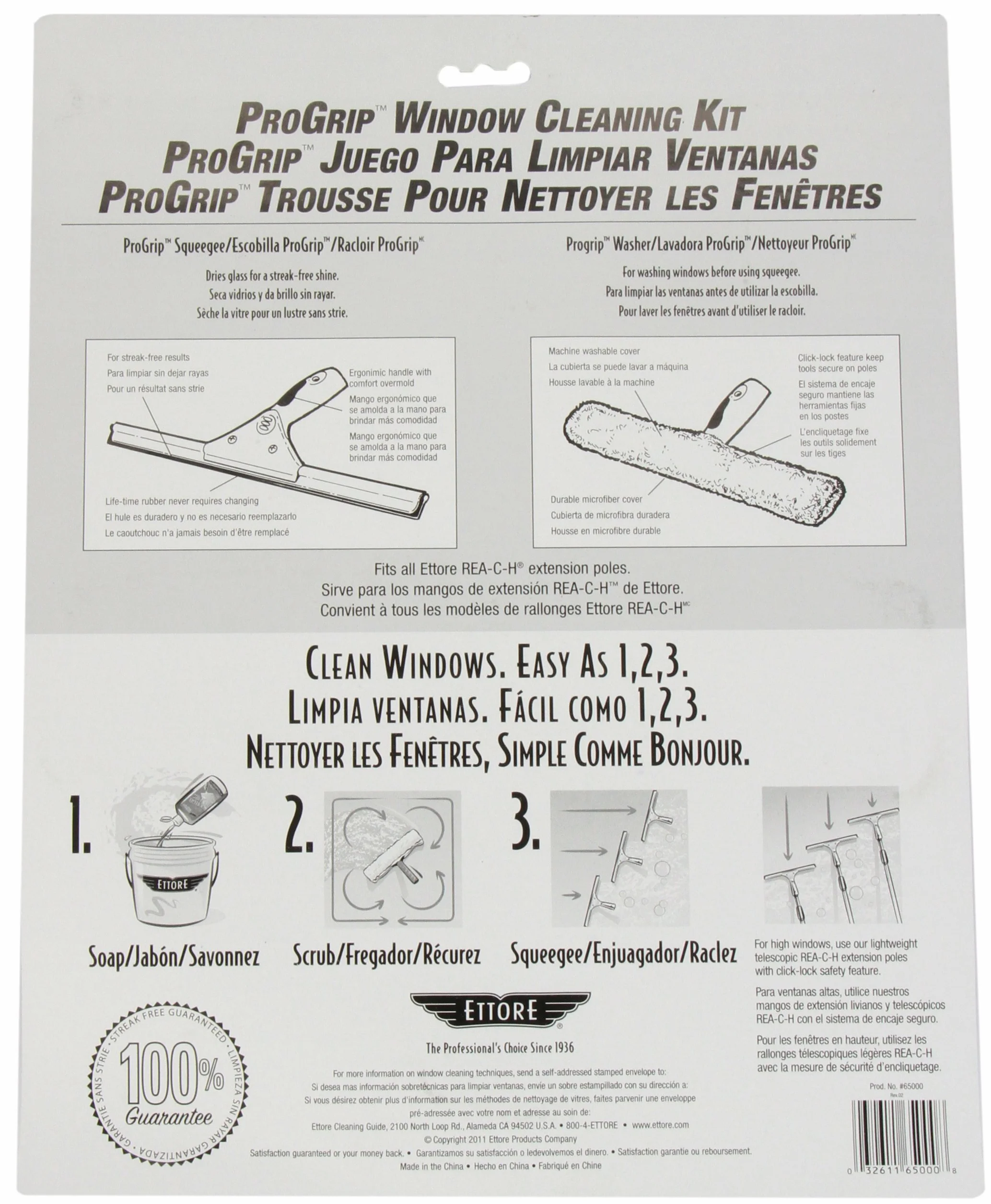 Ettore 65000 Progrip zestaw do czyszczenia okien