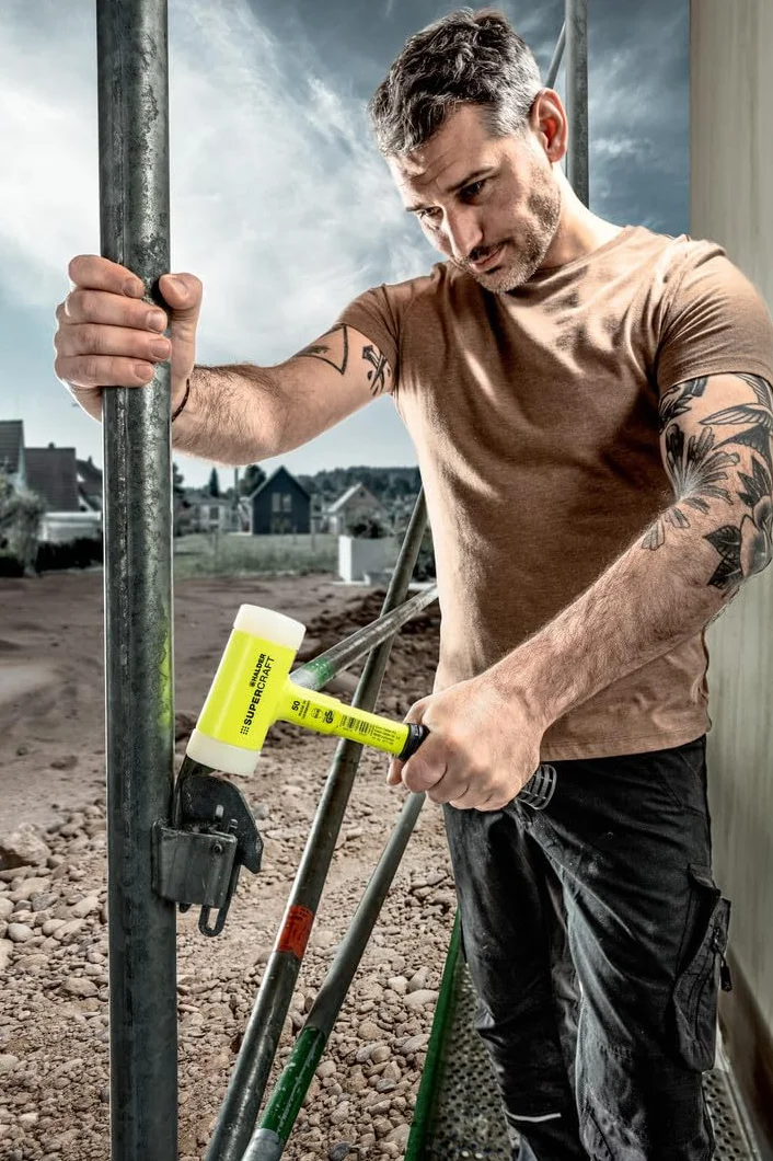 Halder 3377140 młotek z nietłukącym się uchwytem z rury stalowej, żółty, 40 mm