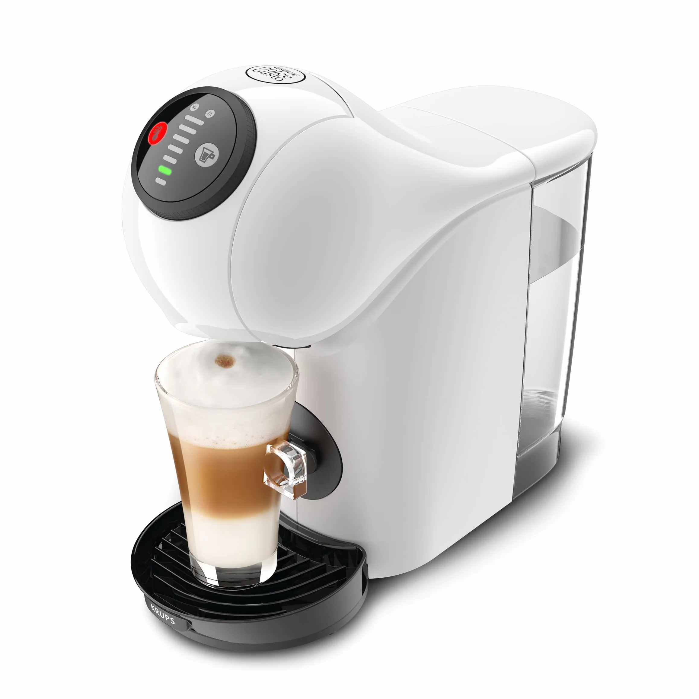 KRUPS KP2431 Nescafé Dolce Gusto Genio S Ekspres do Kawy na Kapsułki, 15 Bar, Kompaktowy, Optymalne Ciśnienie, ponad 30 Kreacji Kawy, Rozmiar do Wyboru, Automatyczne Wyłączanie, Biały