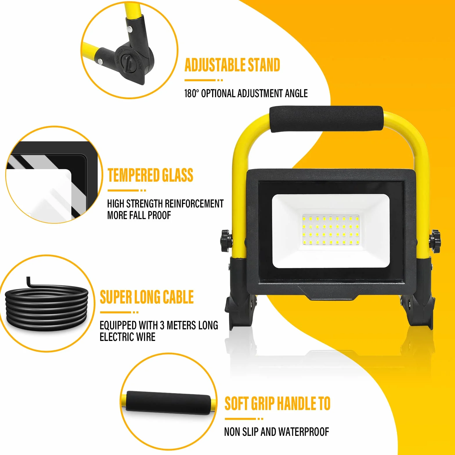 Willpower Reflektor zewnętrzny LED 1 szt., 30 W, 3000 LM, oświetlenie LED na patio, do ogrodu, garażu, wejścia, fabryki, na taras