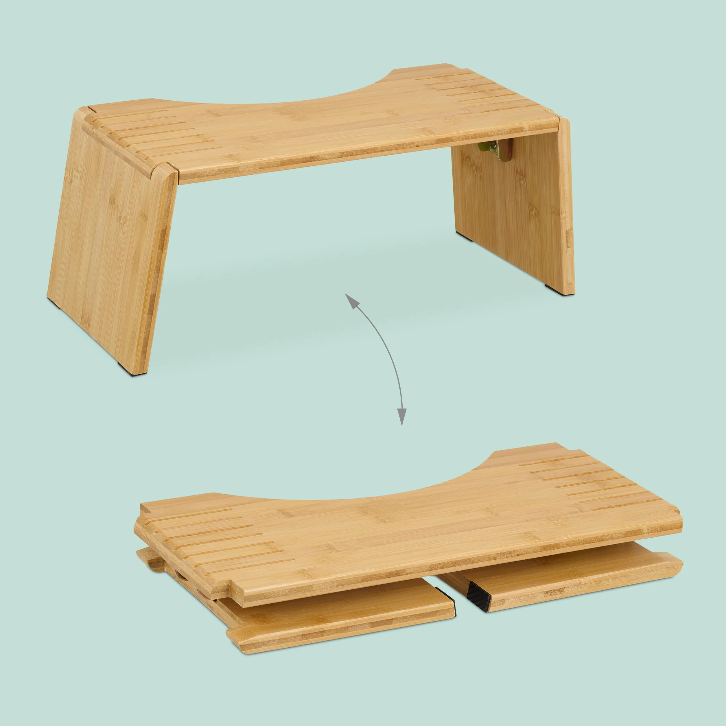 Relaxdays Taboret toaletowy, składany, podpórka do wypróżnień, taboret WC dla dorosłych, bambus, wys. x szer. x gł.: 19 x 48,5 x 20 cm, naturalny