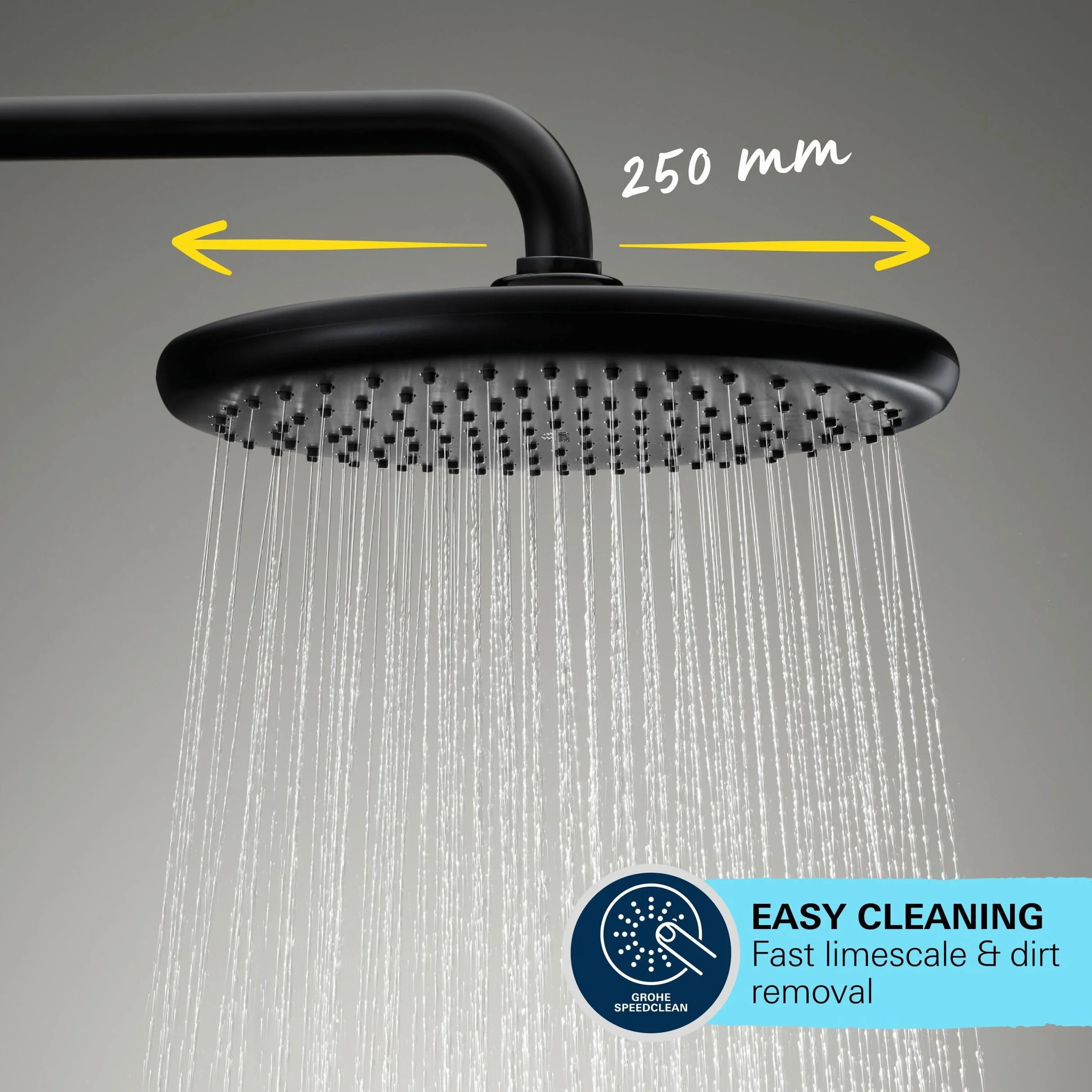 Grohe Vitalio 250 266772431 system prysznicowy oszczędzający wodę 8 l na min (2 rodzaje strumienia, obrotowe ramię prysznicowe, blokada bezpieczeństwa przy temperaturze 38C, system zapobiegający