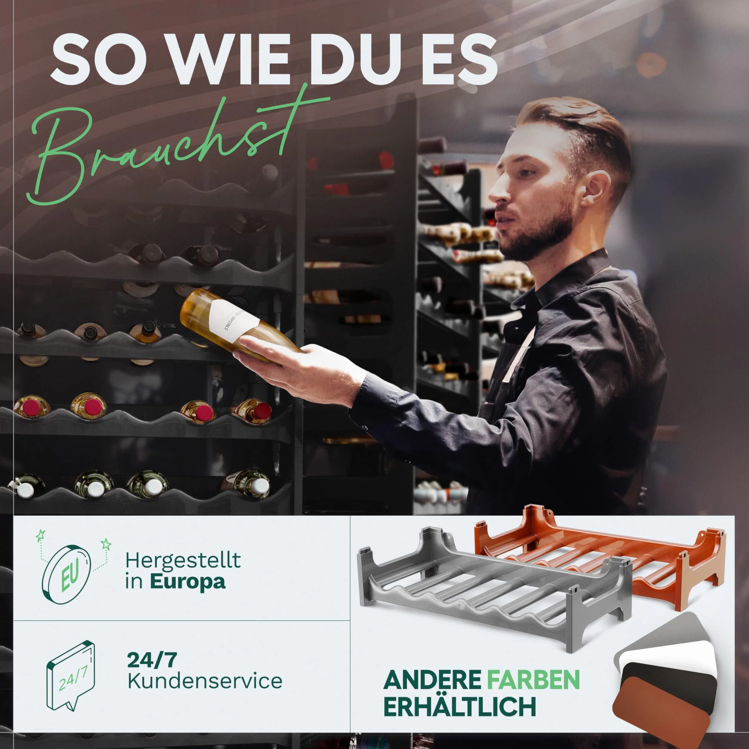 Novaliv regał na wino na 72 butelki, 12 półek, stabilne tworzywo sztuczne, kolor antracyt
