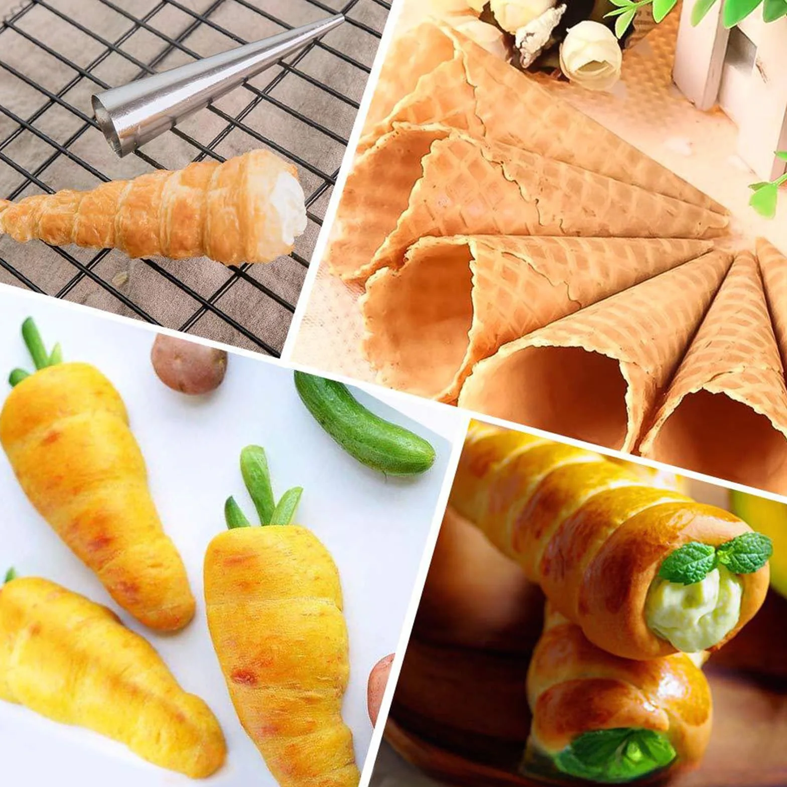 Cannoli formy do pieczenia ze stali nierdzewnej, 18 sztuk, foremki do pieczenia ciastek, rogalików, do pieczenia