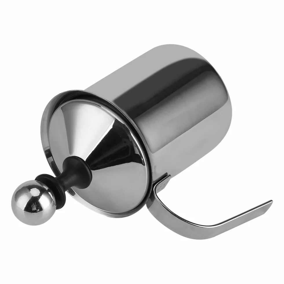 Ejoyous Ręczny spieniacz do mleka, podwójny ręczny spieniacz do mleka, spieniacz do mleka ze stali nierdzewnej dzięki podwójnemu sitku i specjalnemu mechanizmowi dociskania