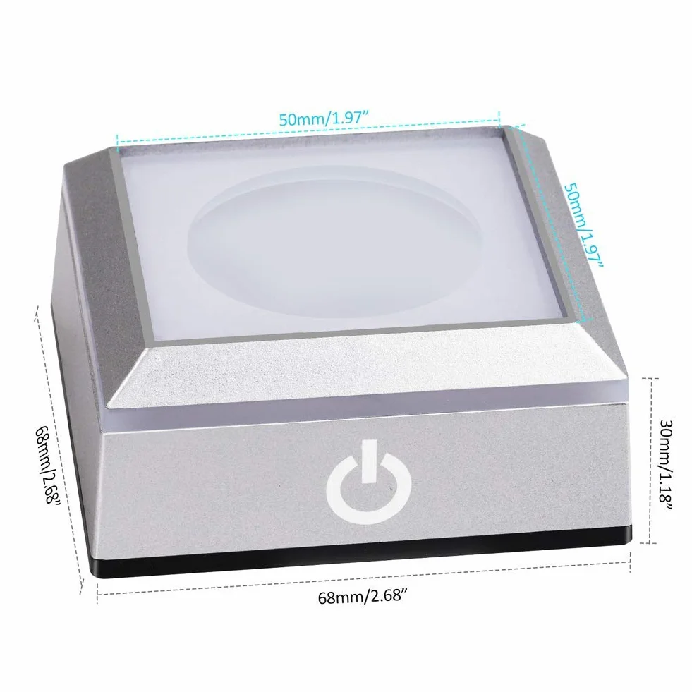Podstawa LED Light Display Base, 4 diody LED, zmiana kolorów, podstawa świetlna do kryształów, sztuki szklanej i tekstyliów domowych, 7 zmieniających się kolorów światła, prostokątna podstawa LED