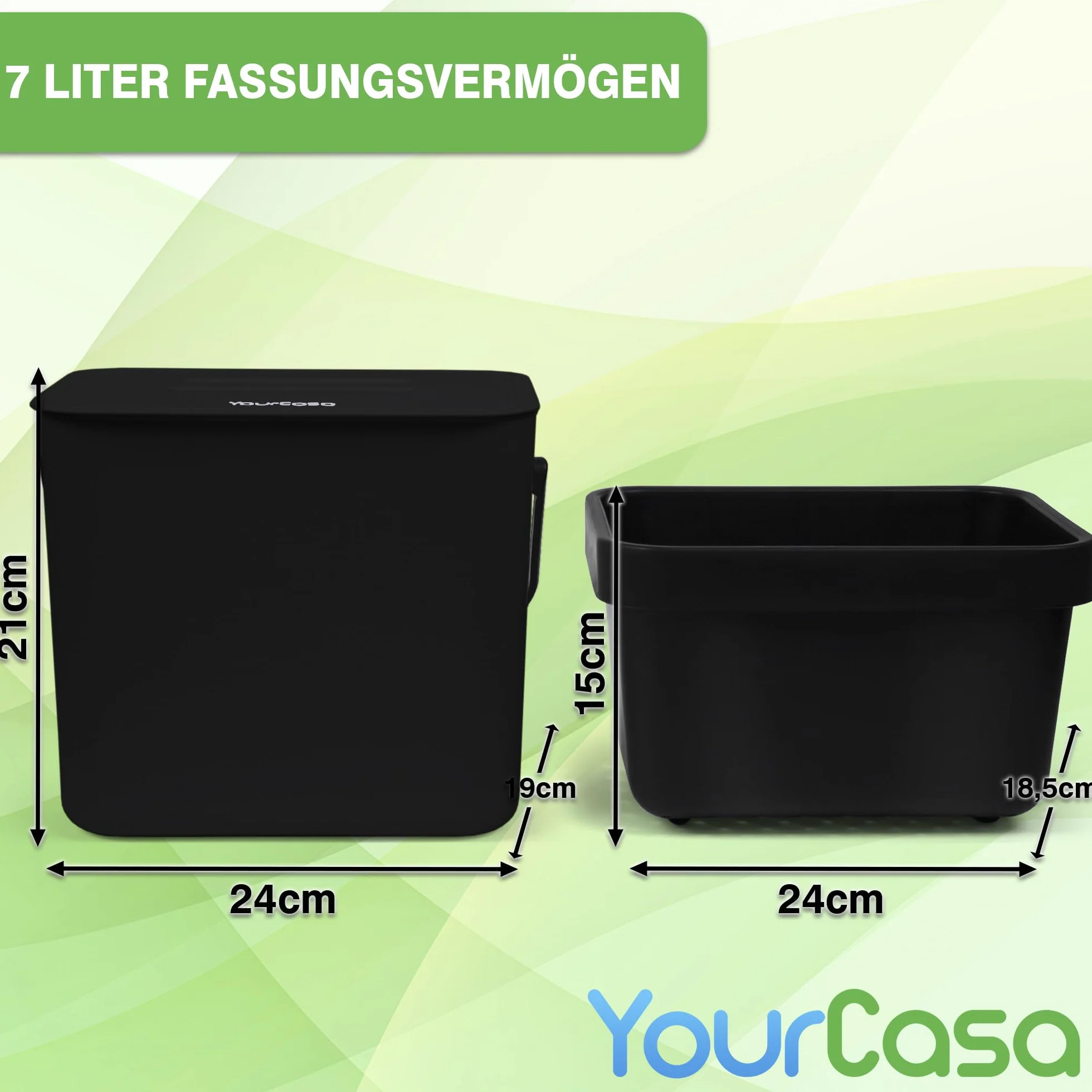 YourCasa Kosz na odpady organiczne do kuchni, 7 l, kosz na kompost do zawieszenia na sitku, nadaje się do mycia w zmywarce, kosz na odpady organiczne, mały kompostownik kuchenny, wiadro ekologiczne