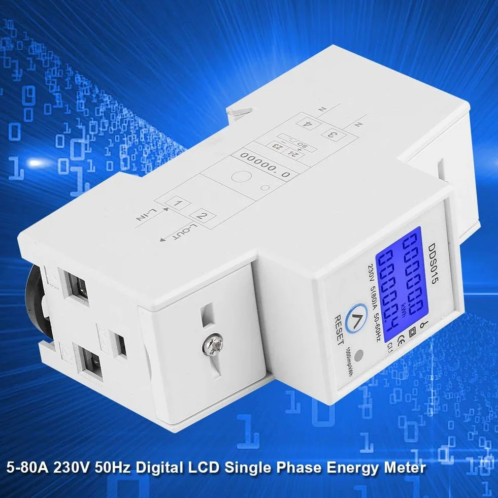 Jednofazowy licznik energii DDS015 Licznik na szynę DIN 230V 50HZ 5-80A